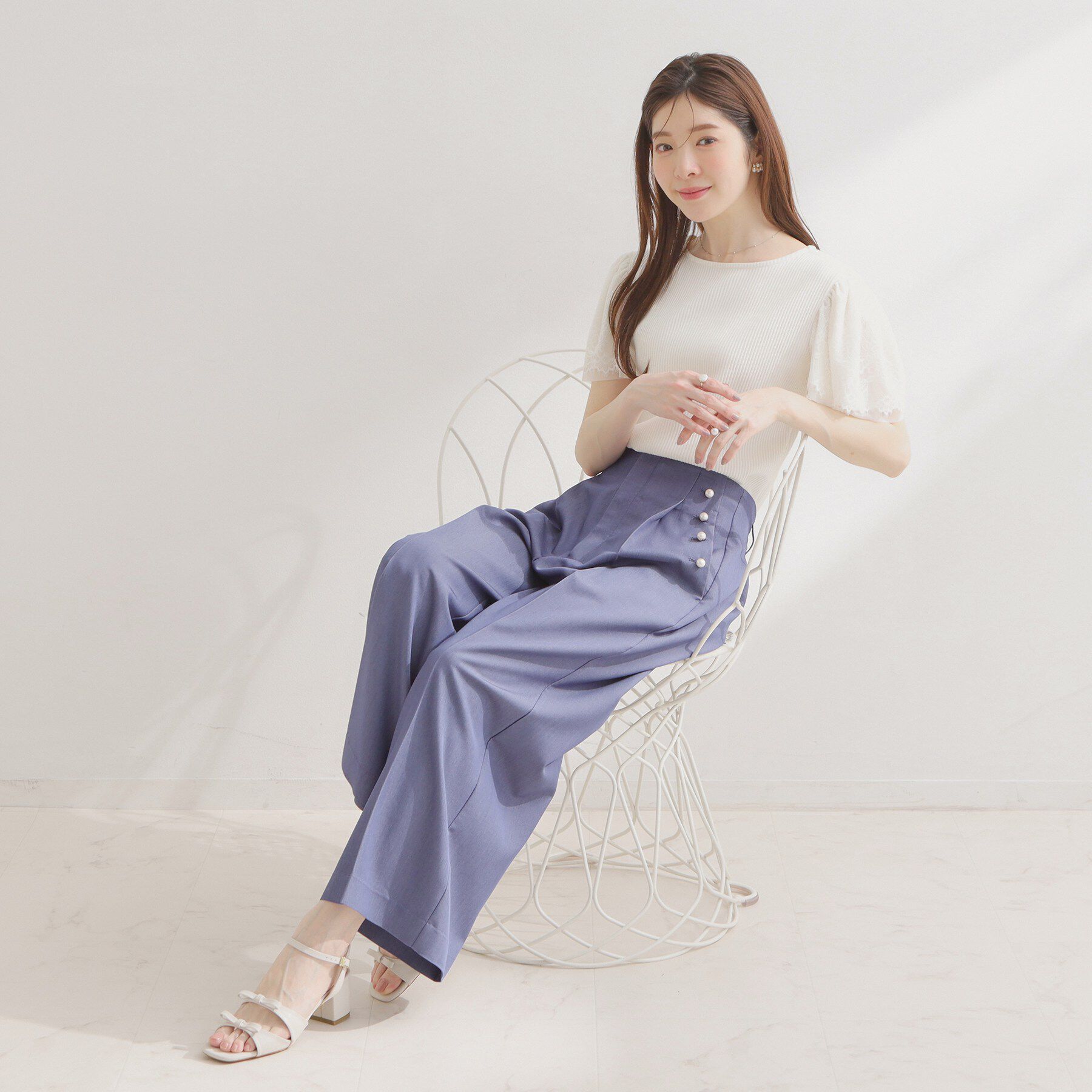 Couture broach「【洗える】袖レース テレコトップス」|Tシャツ・カットソー|