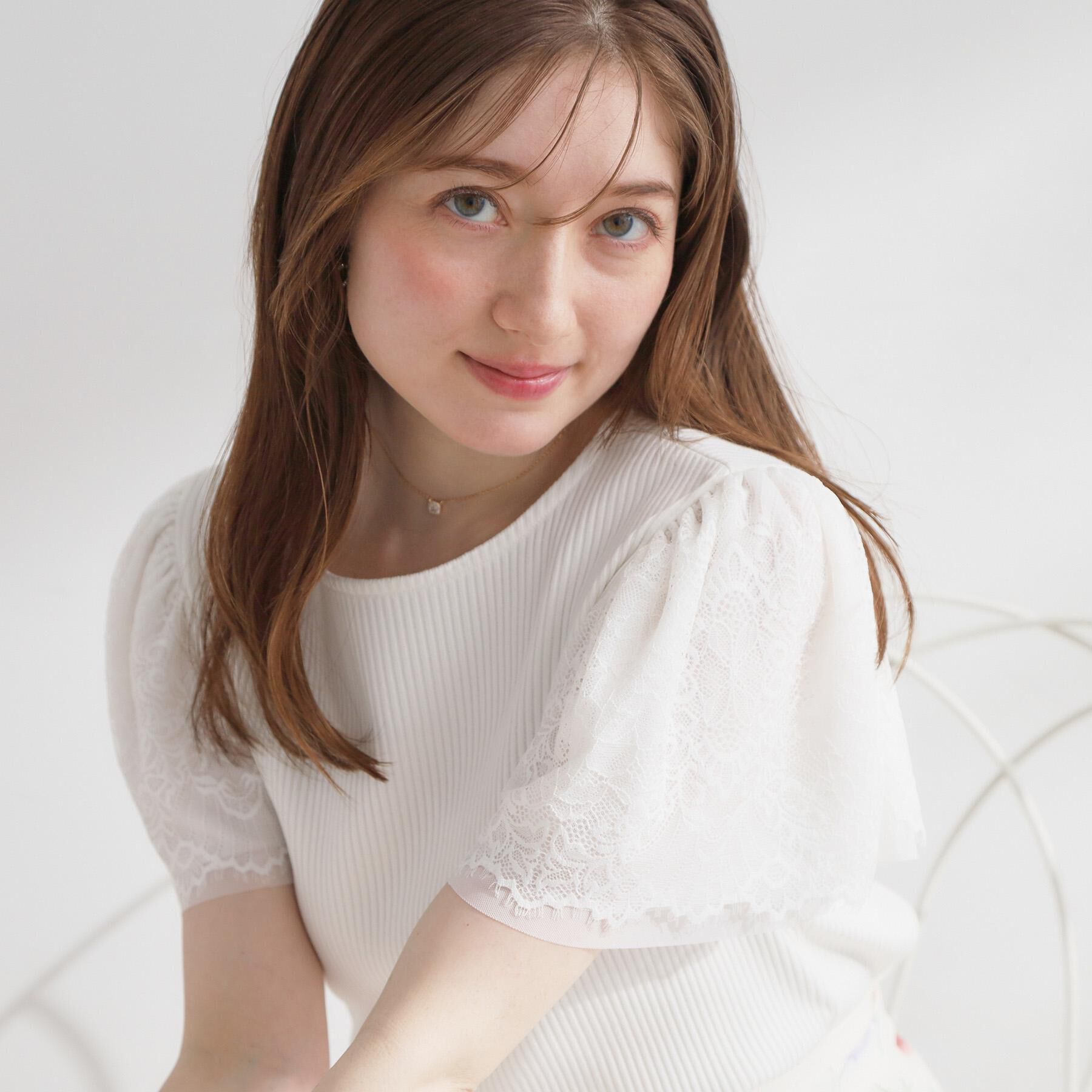 Couture broach「【洗える】袖レース テレコトップス」|Tシャツ・カットソー|