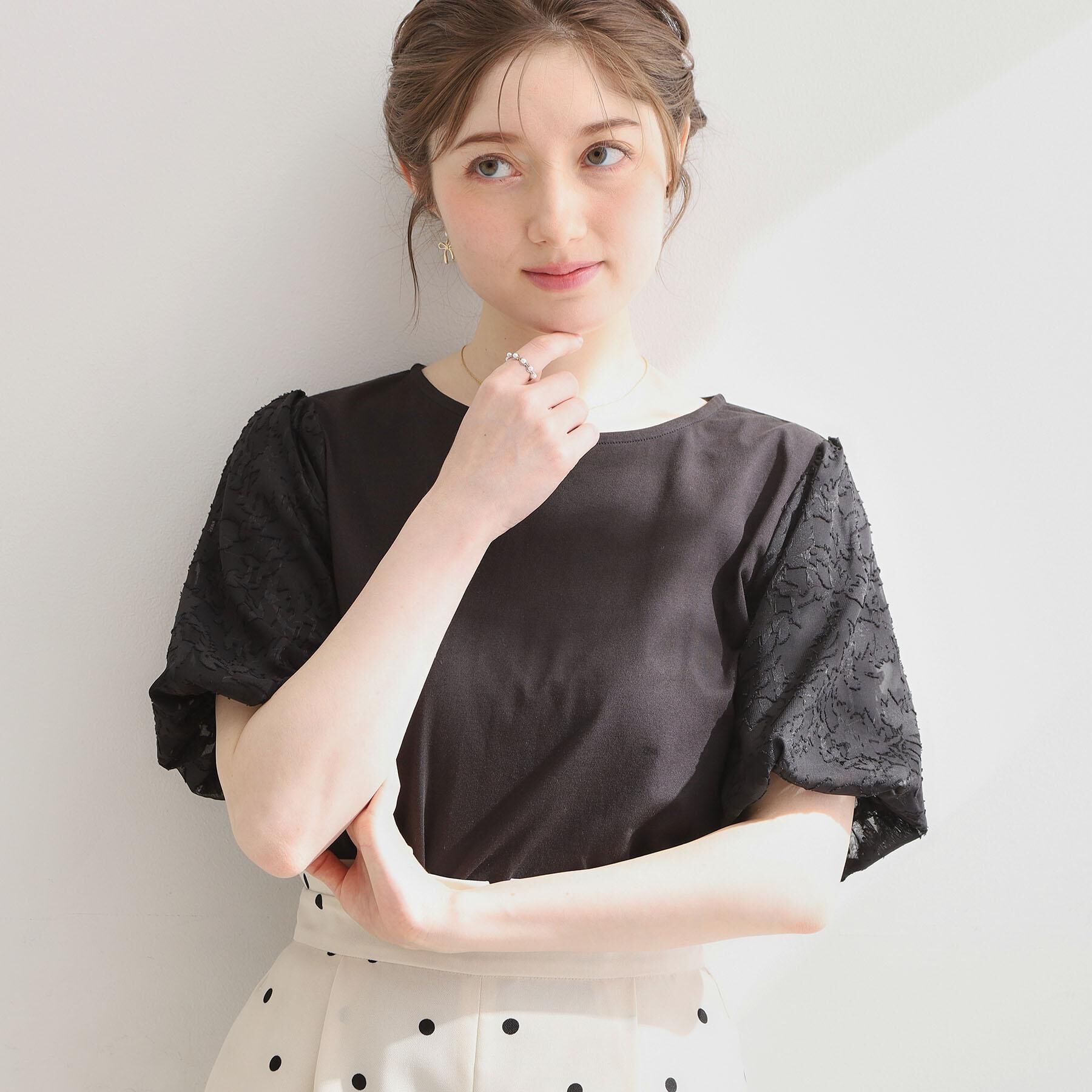 Couture broach「【接触冷感・UVカット・洗える】バルーンスリーブ トップス」|Tシャツ・カットソー|