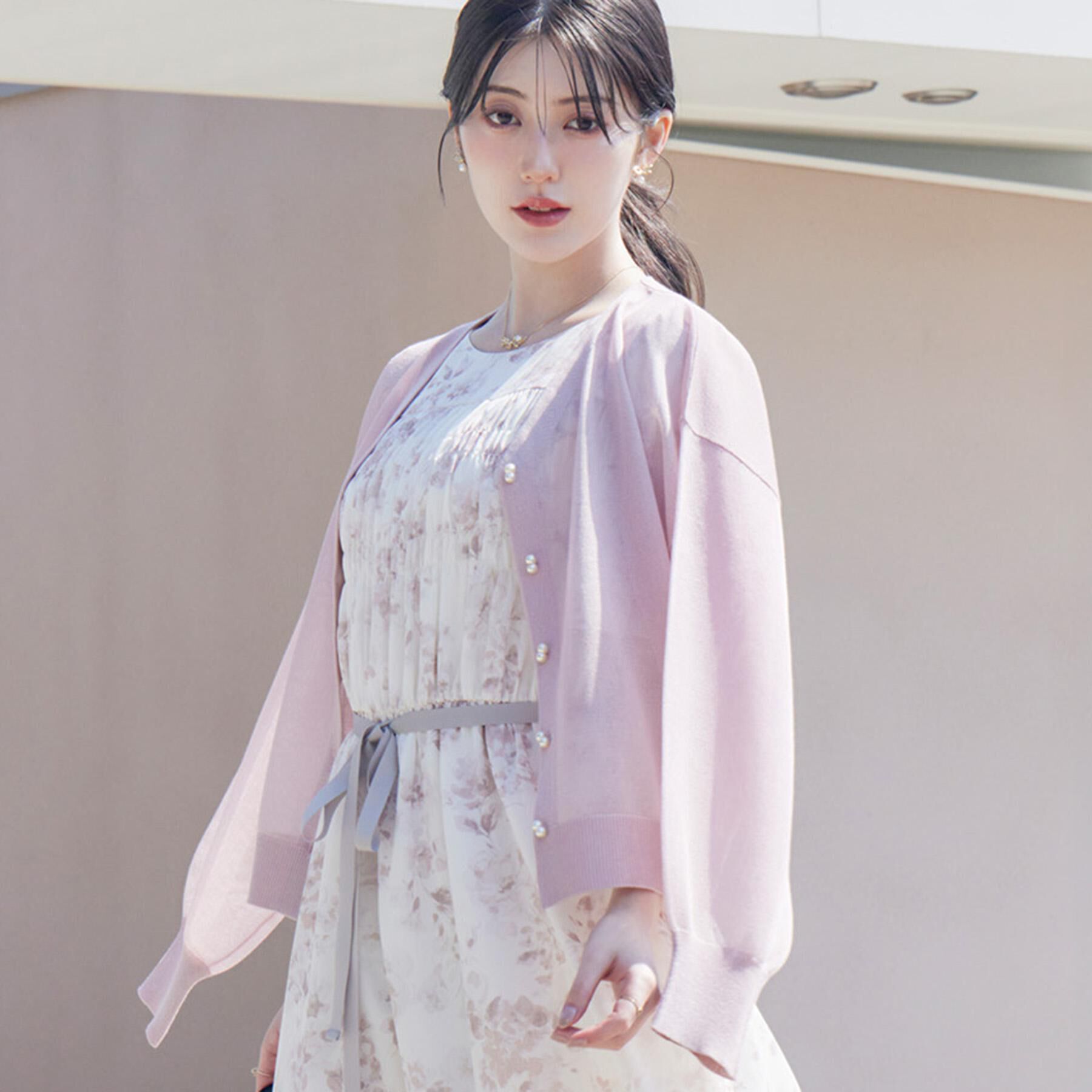 Couture broach「【洗える・パール調釦】愛されシアーカーディガン」|カーディガン|