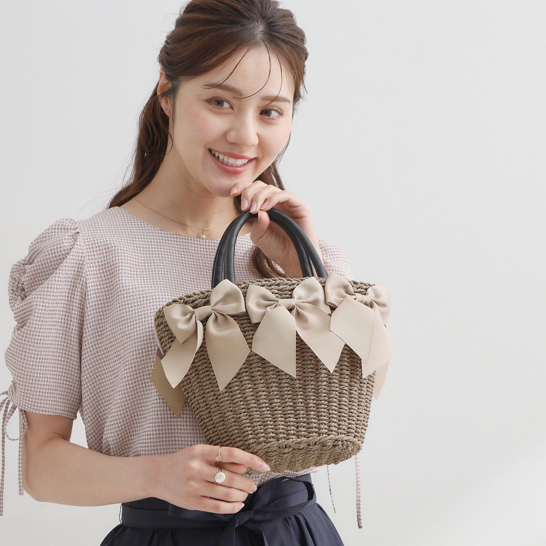 Couture broach「グログランリボンモチーフトート」|トートバッグ|ピンクベージュ(05