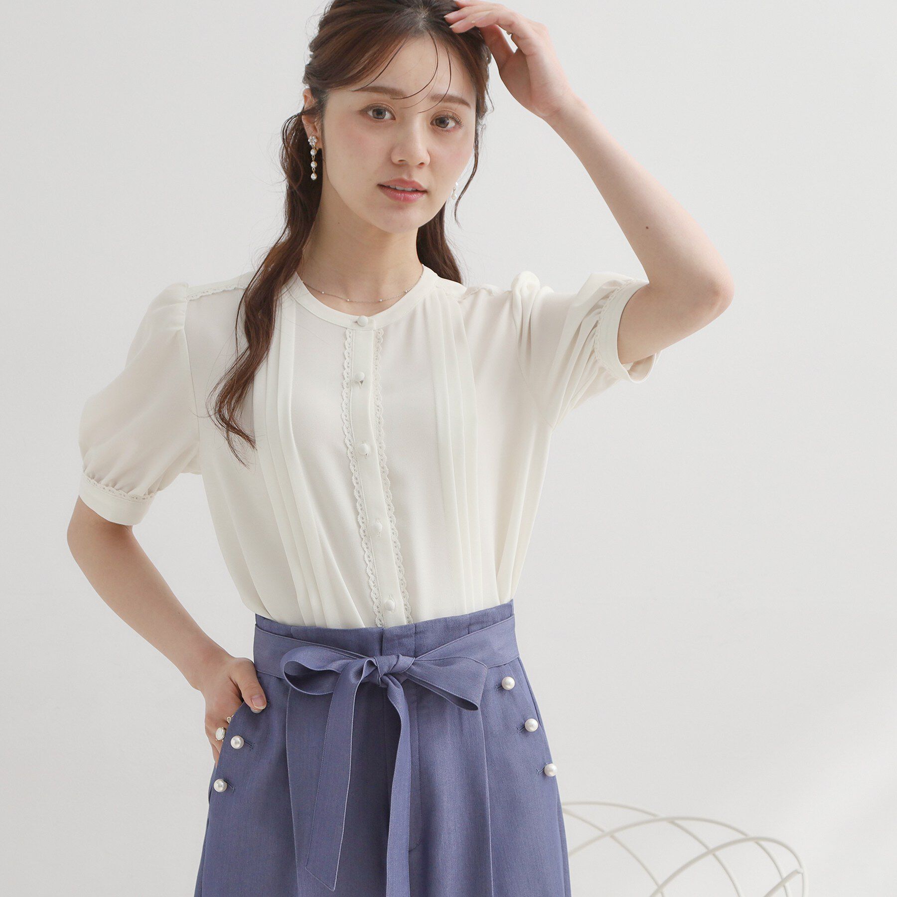 Couture broach「【洗える】ピンタック ブラウス」|シャツ・ブラウス|