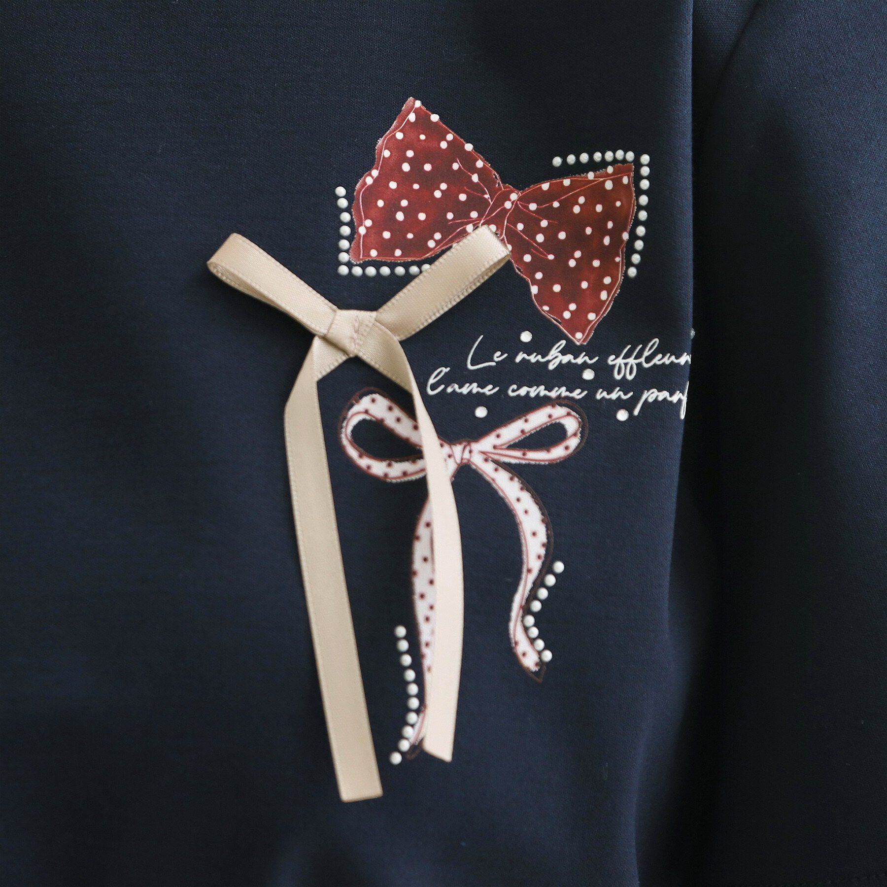 Couture broach「【接触冷感・UVカット・洗える】リボンプリントTシャツ」|Tシャツ・カットソー|