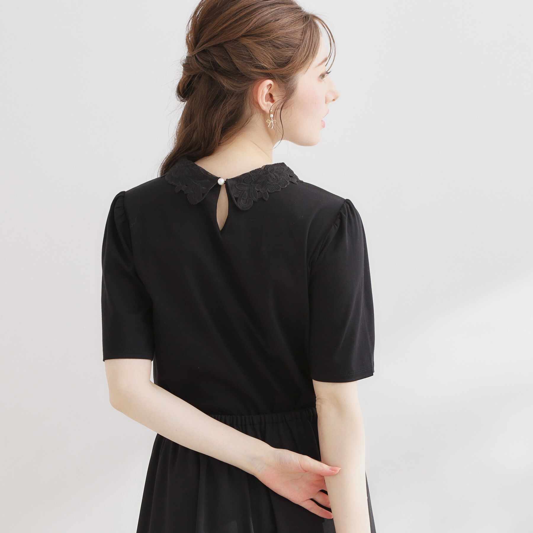 Couture broach「【UVカット・接触冷感・洗える】襟レース トップス」|Tシャツ・カットソー|