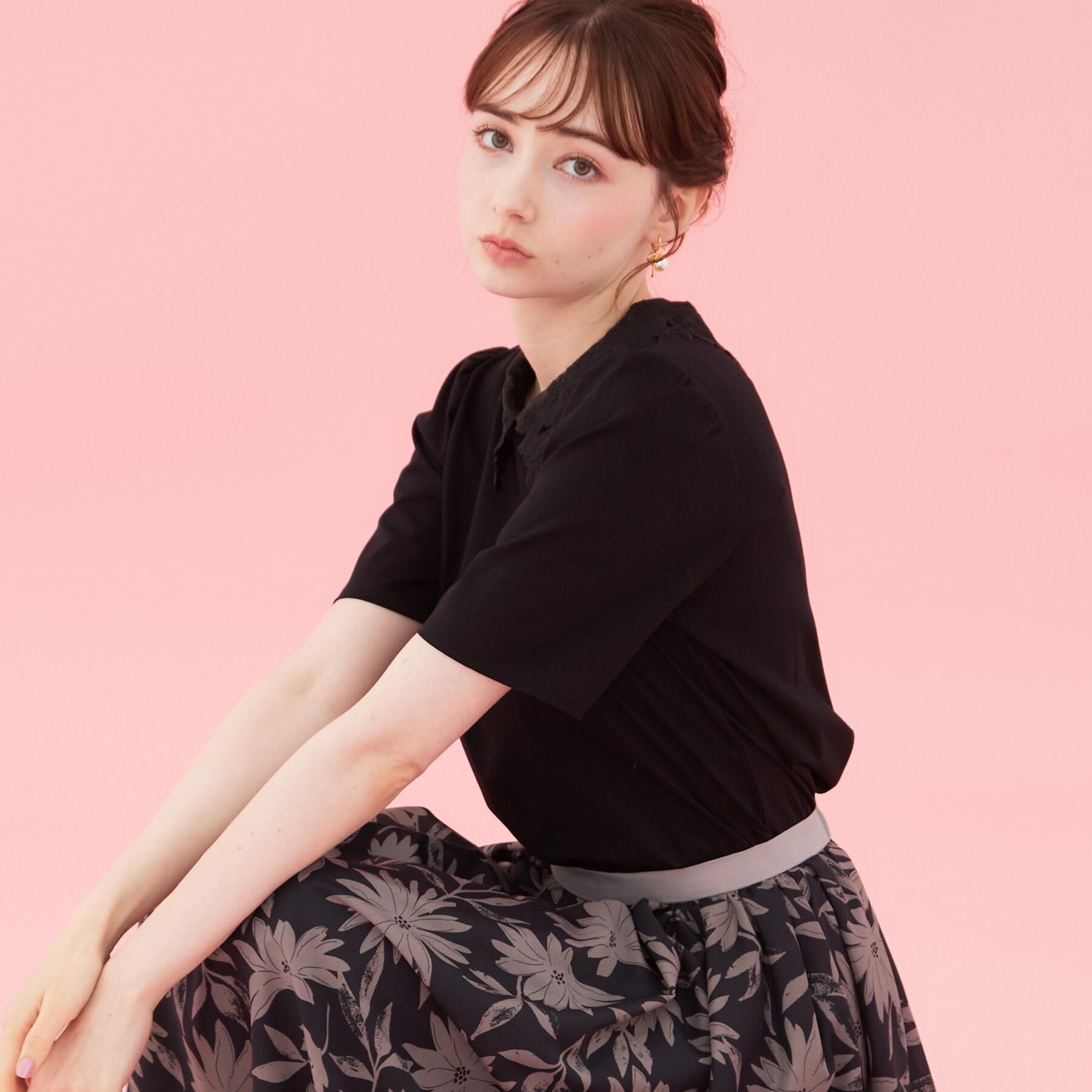 Couture broach「【UVカット・接触冷感・洗える】襟レース トップス」|Tシャツ・カットソー|