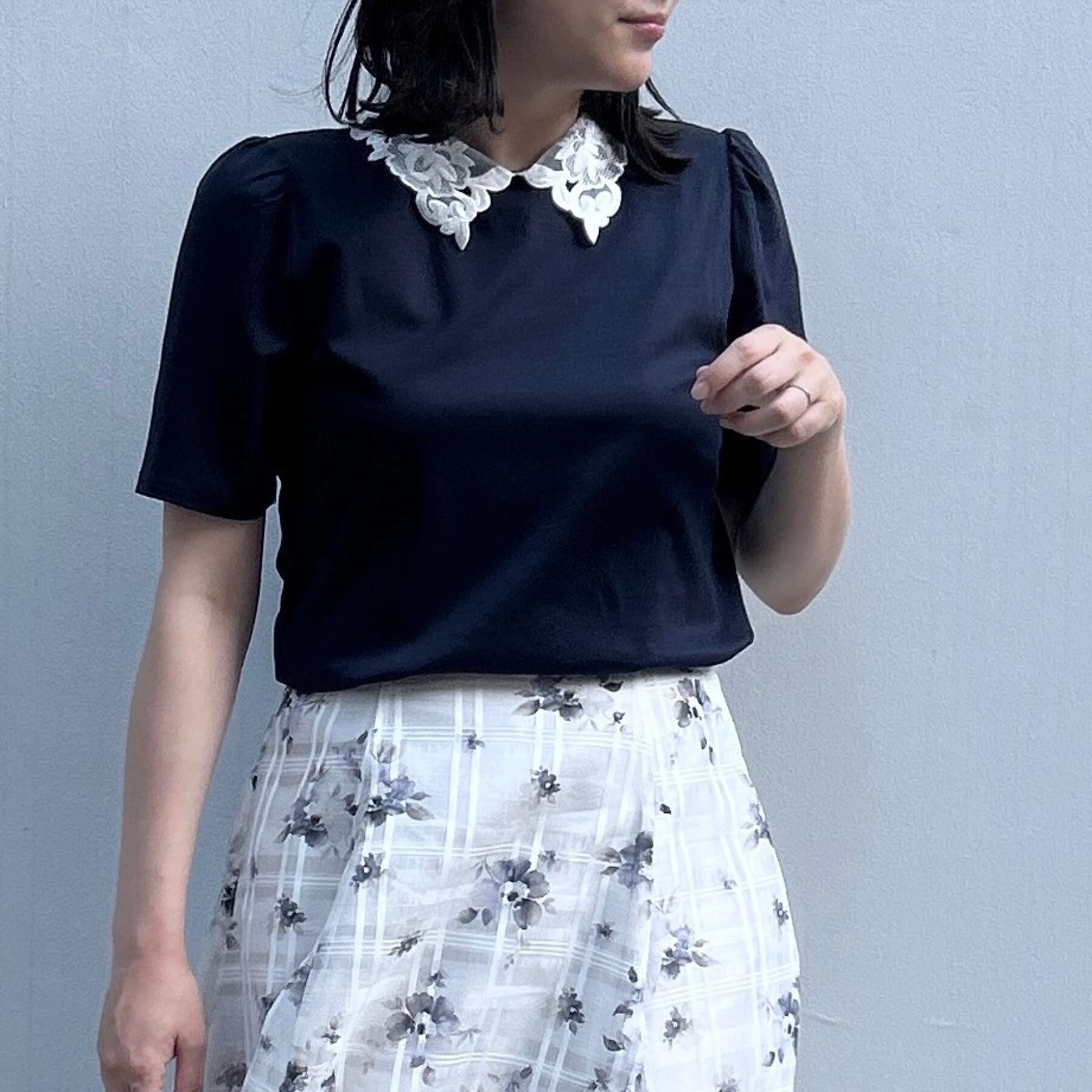 Couture broach「【UVカット・接触冷感・洗える】襟レース トップス」|Tシャツ・カットソー|