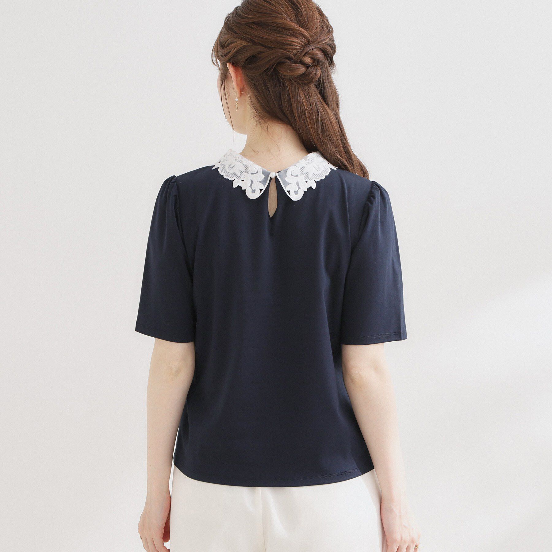 Couture broach「【UVカット・接触冷感・洗える】襟レース トップス」|Tシャツ・カットソー|