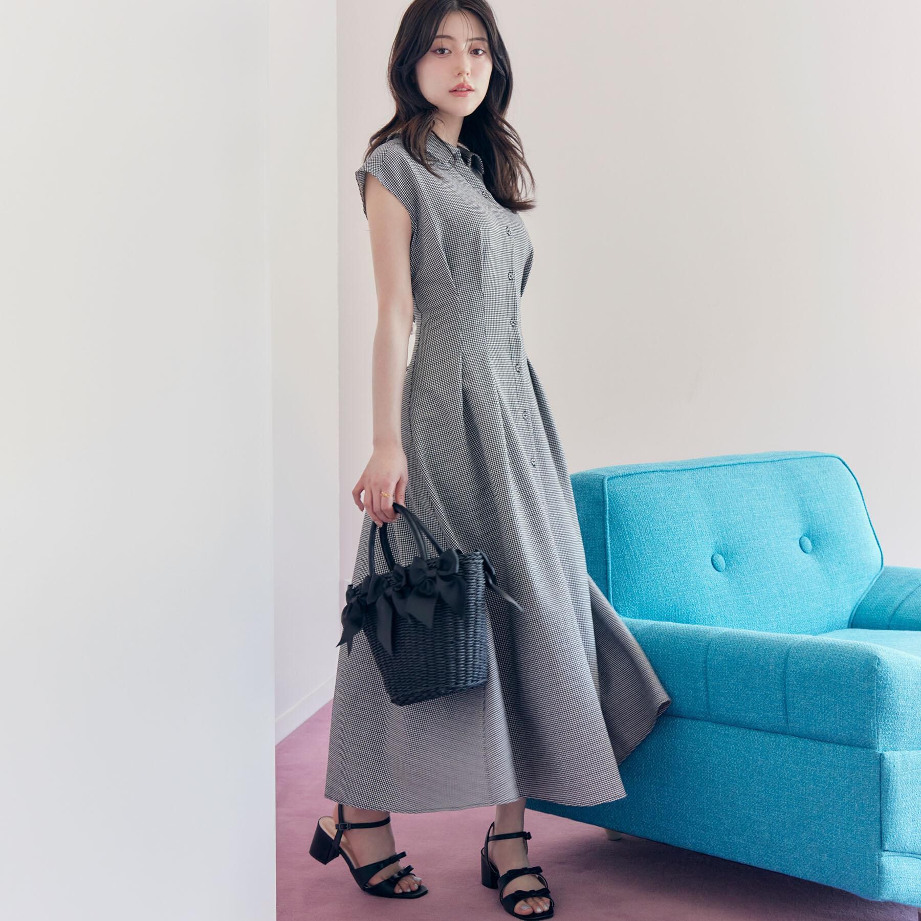 Couture broach「【洗える】サッカー シャツワンピース」|ワンピース|
