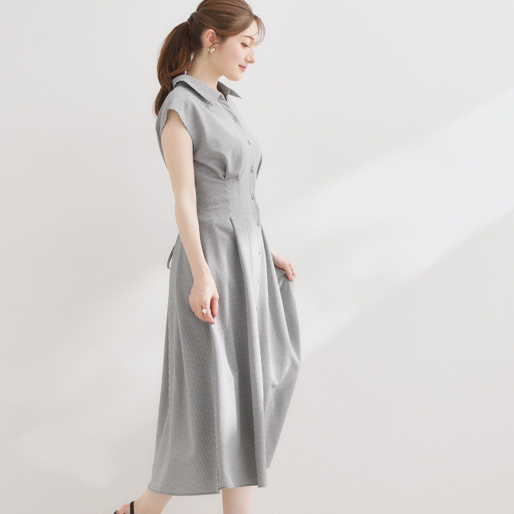 Couture broach「【洗える】サッカー シャツワンピース」|ワンピース|