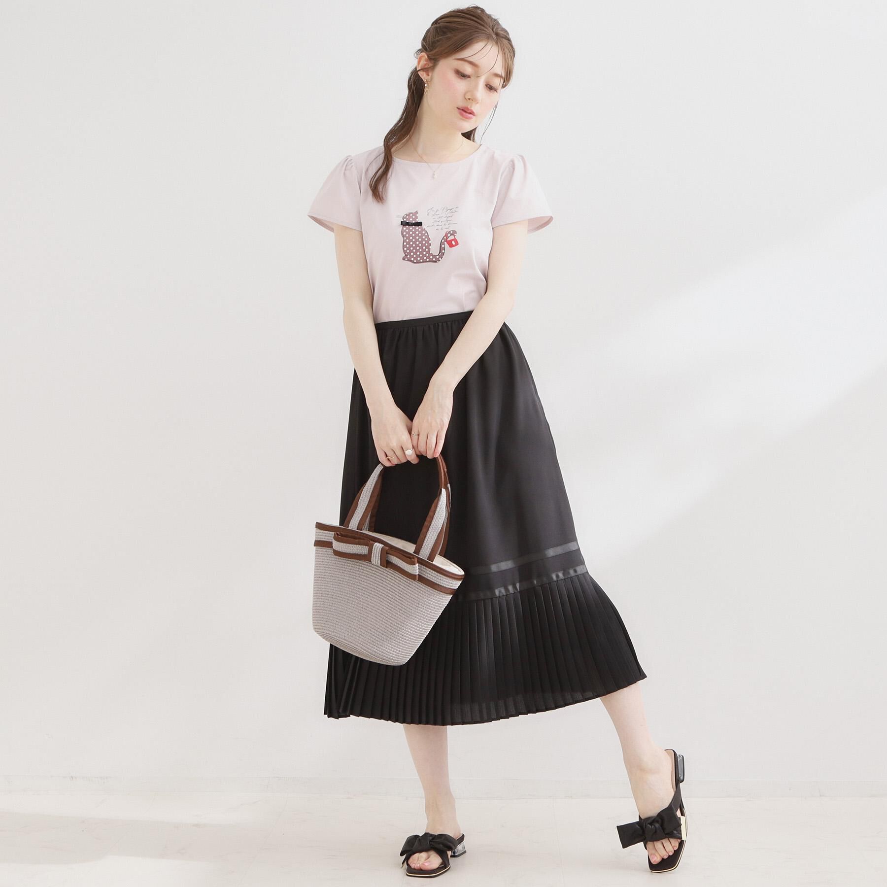 Couture broach「【接触冷感・UVカット・洗える】CATプリントTシャツ」|Tシャツ・カットソー|