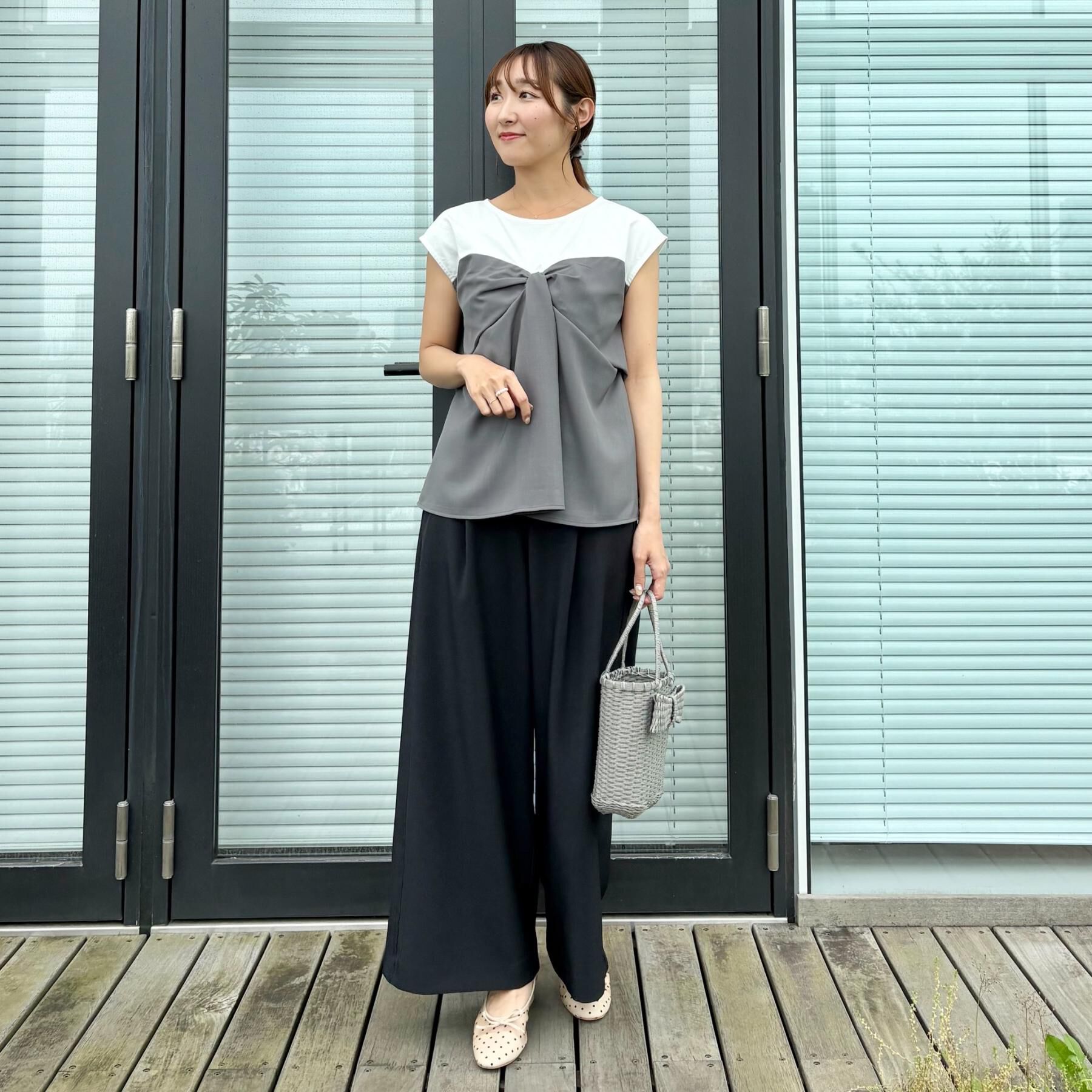 Couture broach「【接触冷感・UVカット・洗える】リボンベア ドッキングトップス」|Tシャツ・カットソー|