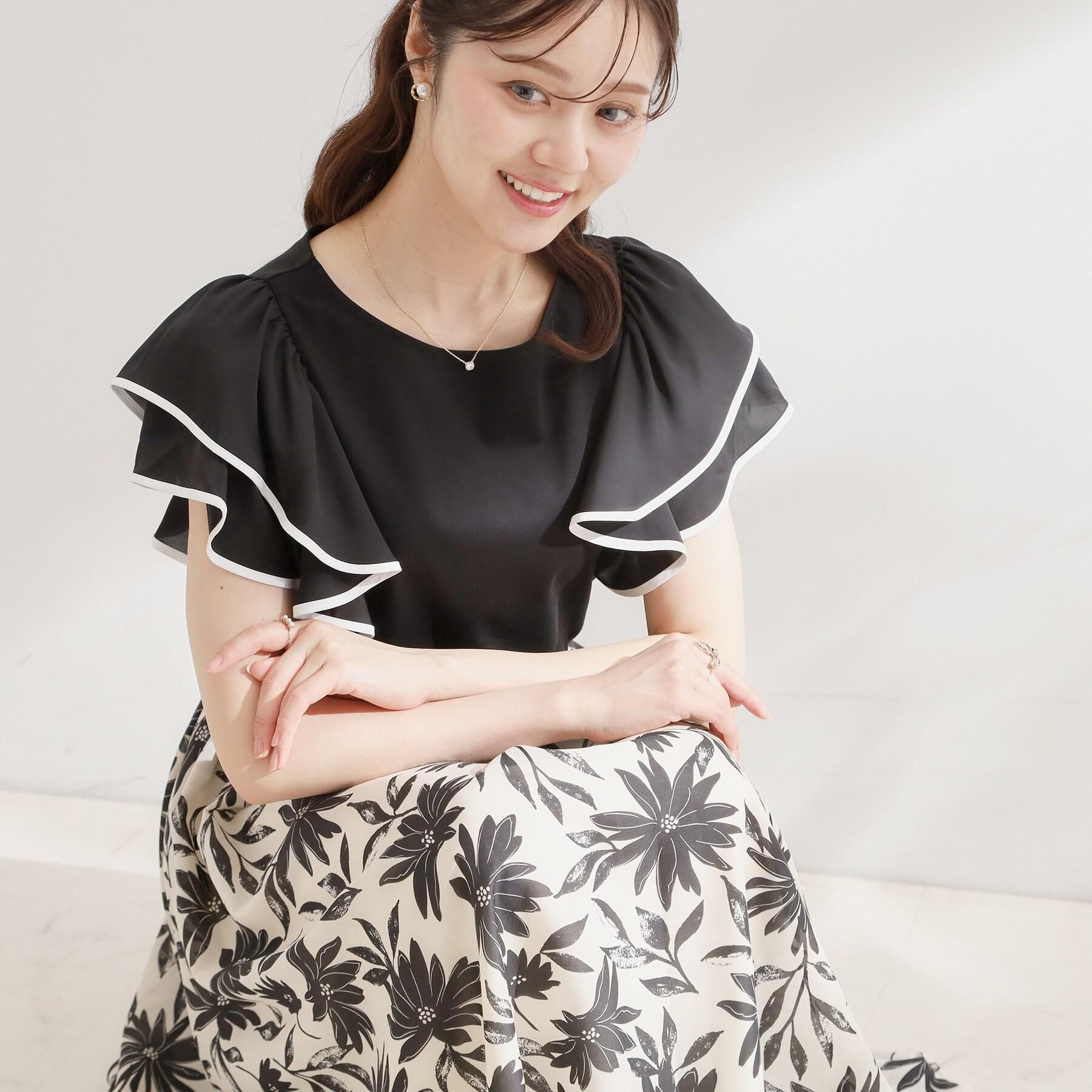 Couture broach「【接触冷感・UVカット・洗える】ラッフル フレアスリーブ トップス」|Tシャツ・カットソー|