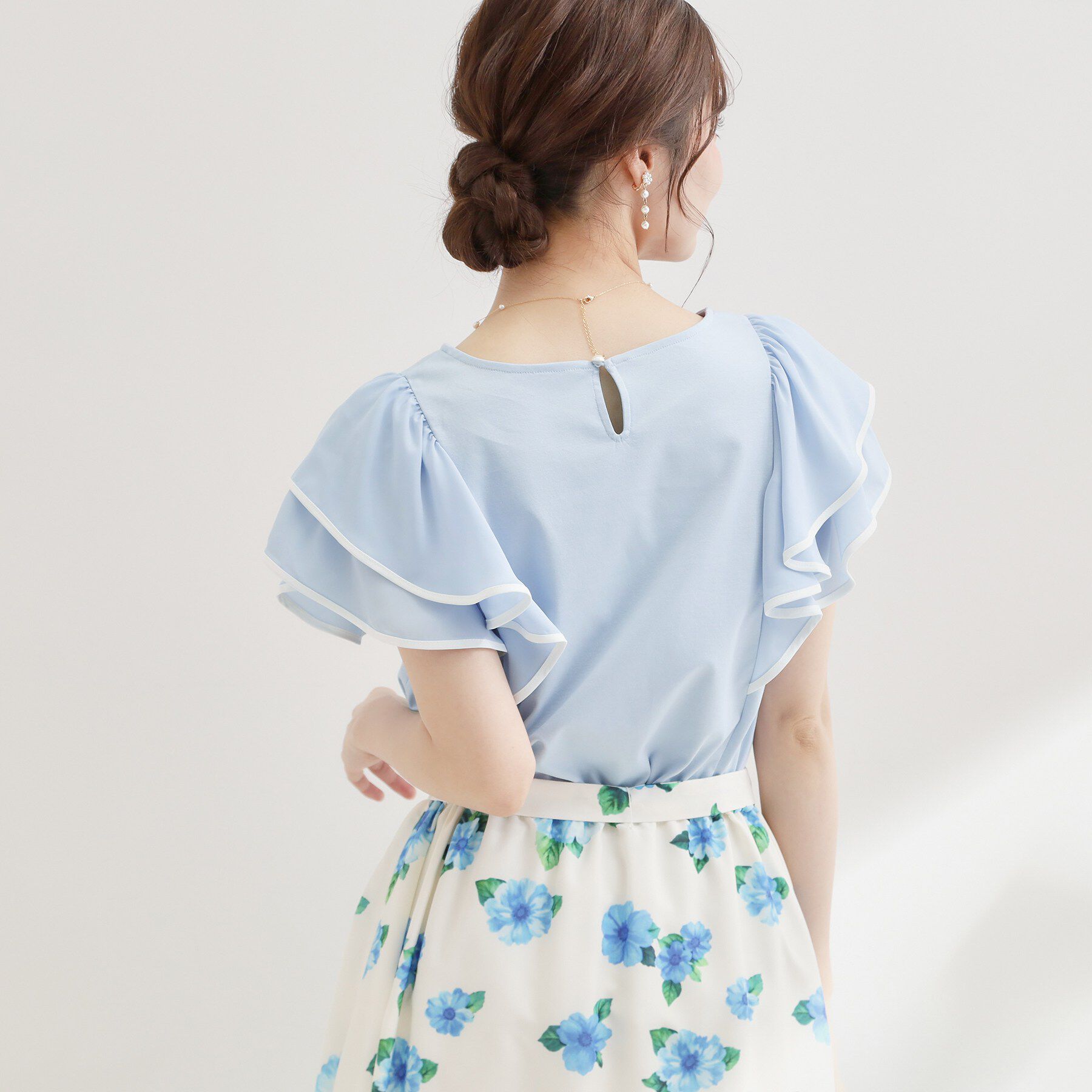 Couture broach「【接触冷感・UVカット・洗える】ラッフル フレアスリーブ トップス」|Tシャツ・カットソー|