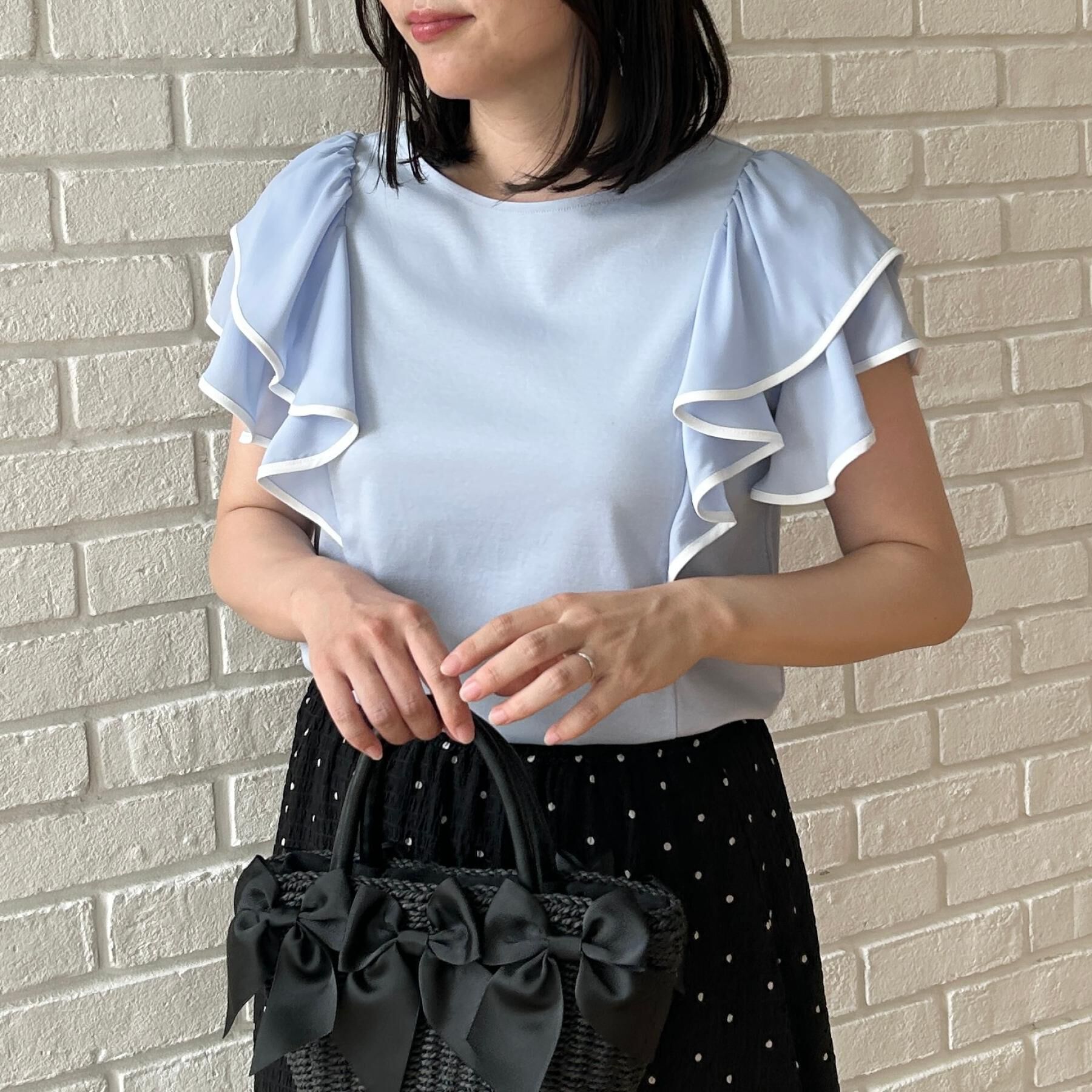Couture broach「【接触冷感・UVカット・洗える】ラッフル フレアスリーブ トップス」|Tシャツ・カットソー|