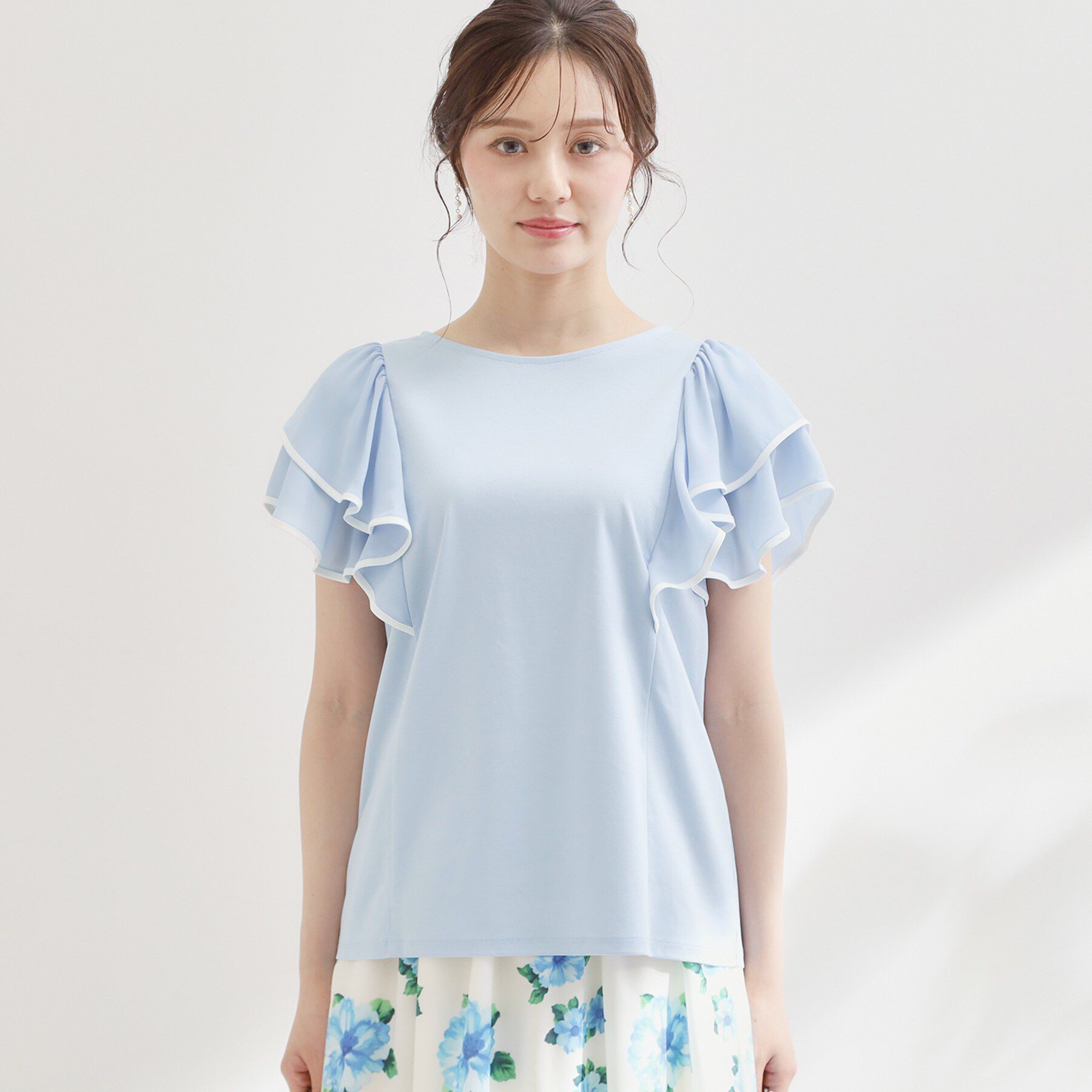 Couture broach「【接触冷感・UVカット・洗える】ラッフル フレアスリーブ トップス」|Tシャツ・カットソー|