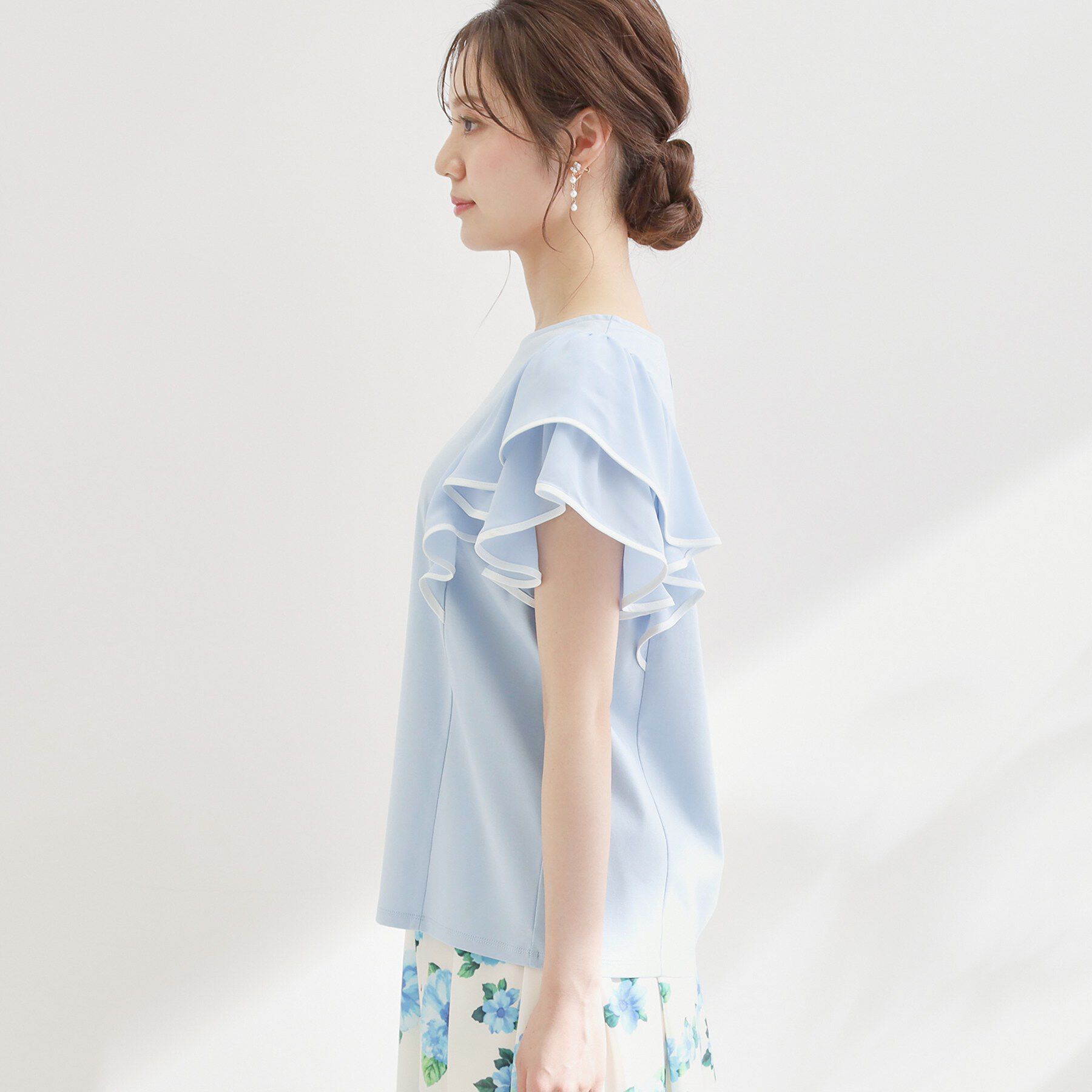 Couture broach「【接触冷感・UVカット・洗える】ラッフル フレアスリーブ トップス」|Tシャツ・カットソー|