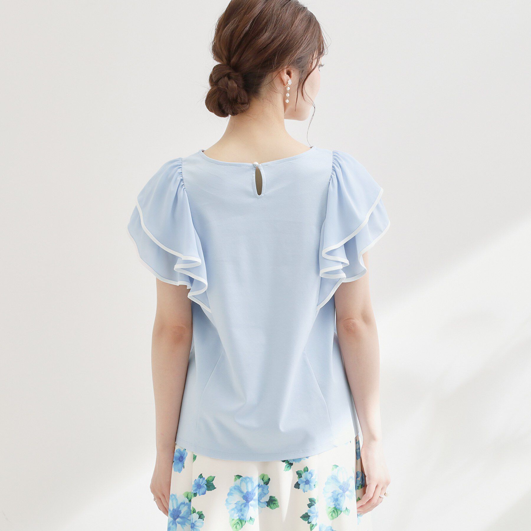 Couture broach「【接触冷感・UVカット・洗える】ラッフル フレアスリーブ トップス」|Tシャツ・カットソー|