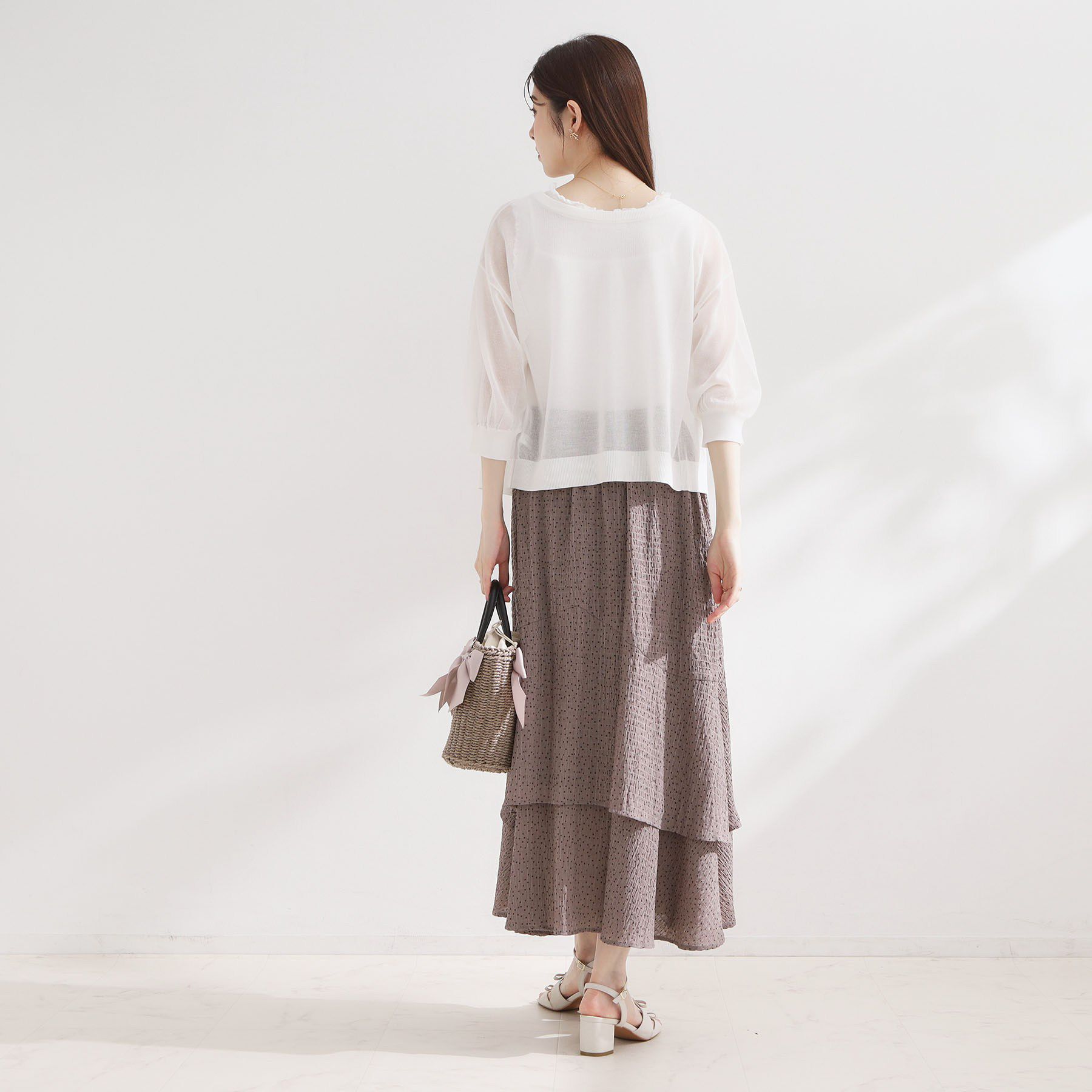 Couture broach「【前後2WAY・洗える】愛され5分袖シアーカーディガン」|カーディガン|