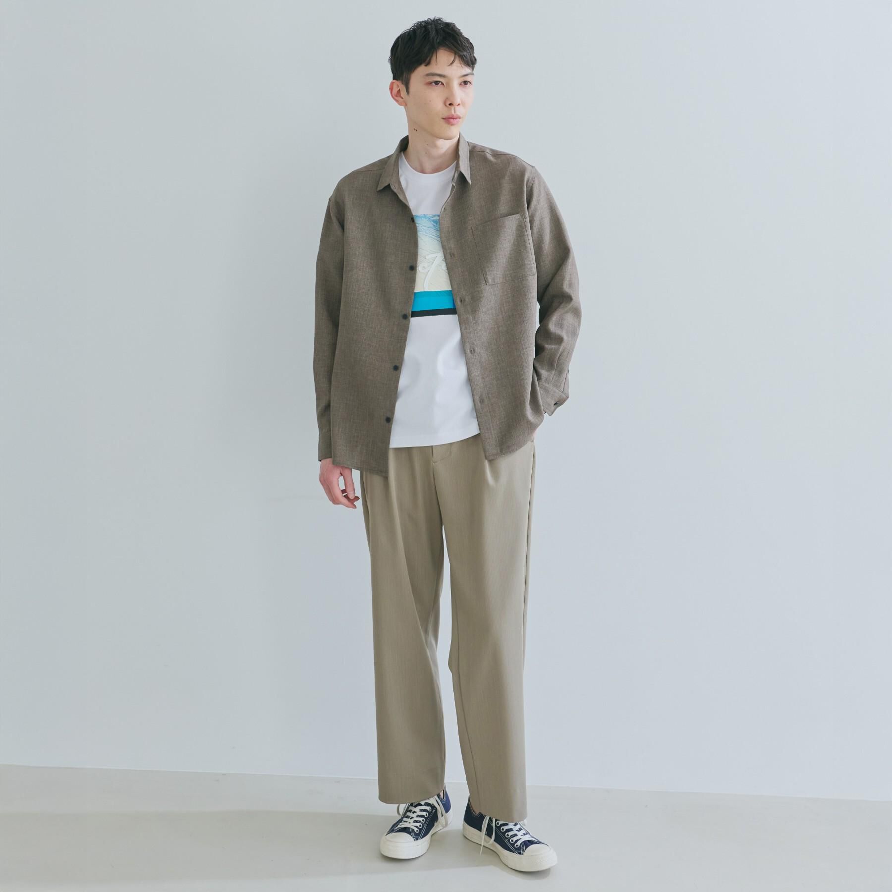 THE SHOP TK「【LINO FINE】リネンライク 長袖シャツ UVカット/イージーケア/吸水速乾/洗濯機OK」|シャツ・ブラウス|