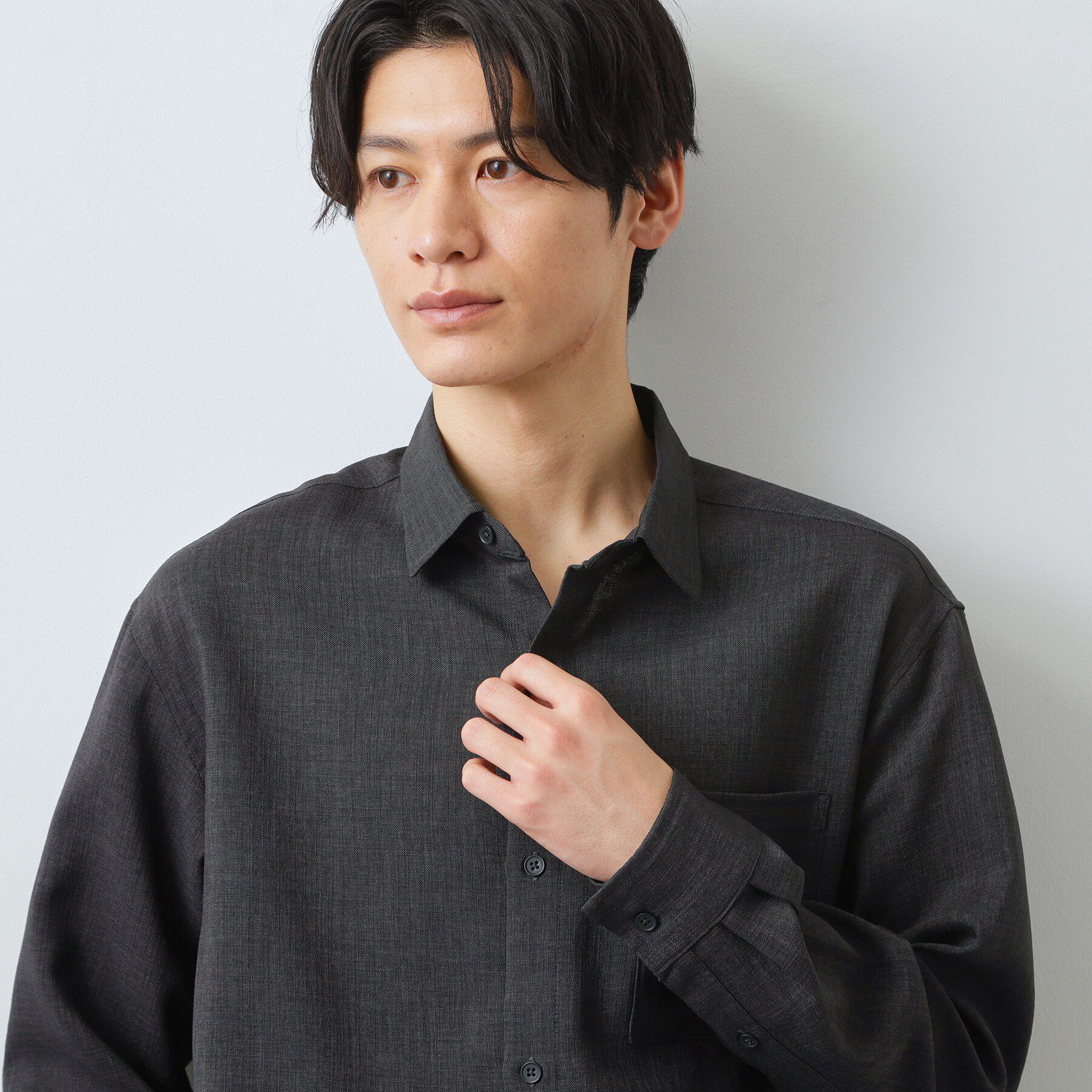 THE SHOP TK「【LINO FINE】リネンライク 長袖シャツ UVカット/イージーケア/吸水速乾/洗濯機OK」|シャツ・ブラウス|