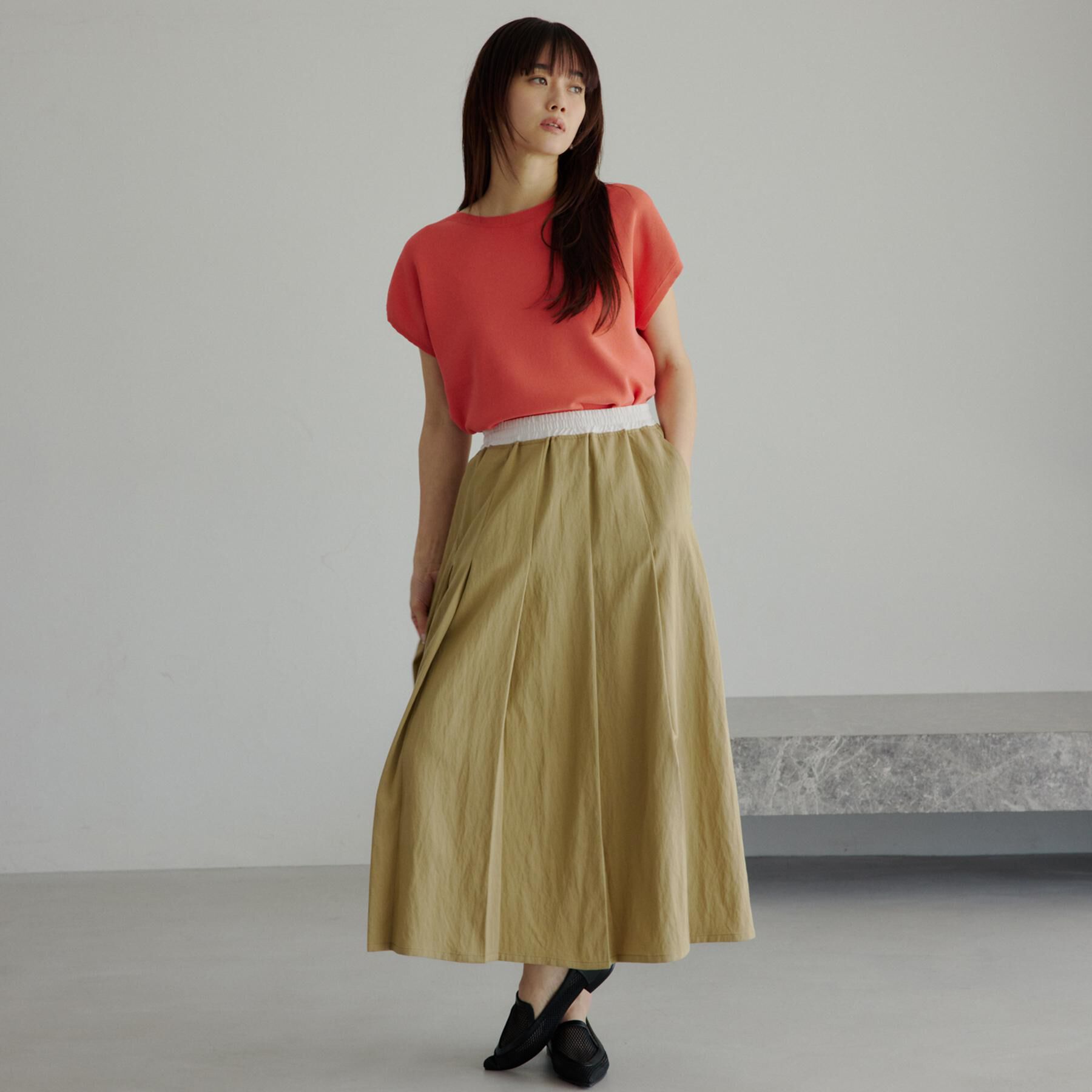 THE SHOP TK「【S-XL/ひんやりタッチ】多機能フレンチスリーブニット 洗濯機OK/UVケア/毛玉になりにくい」|ニット・セーター|