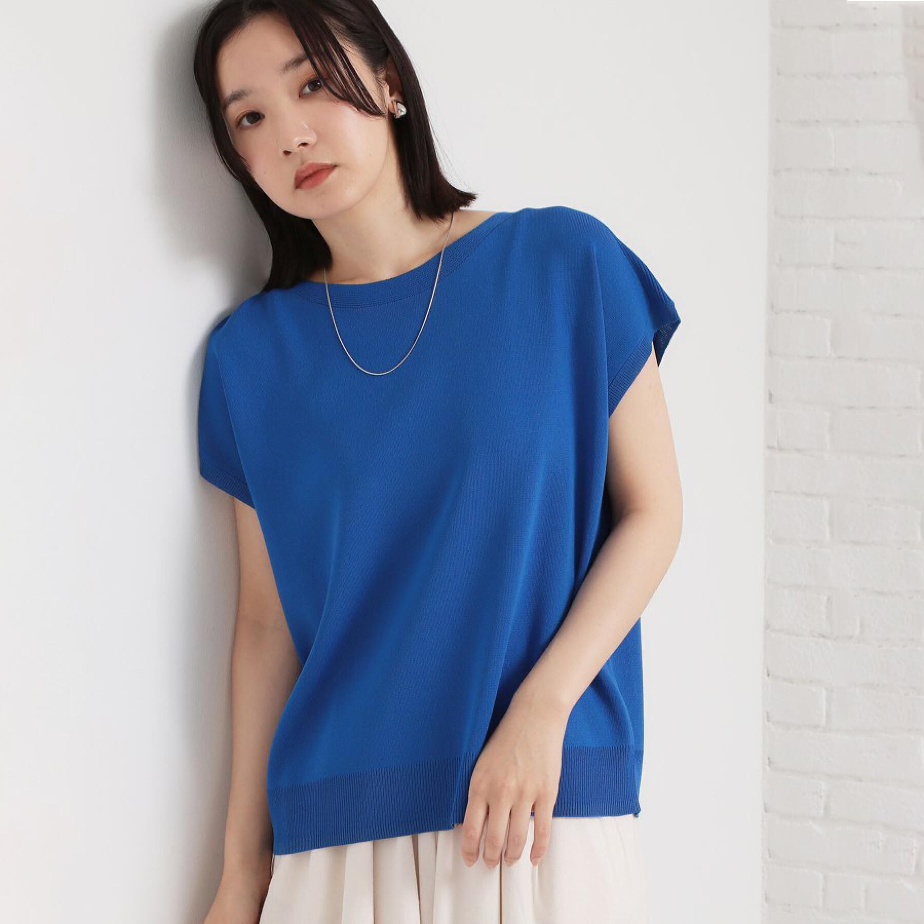 THE SHOP TK「【S-XL/ひんやりタッチ】多機能フレンチスリーブニット 洗濯機OK/UVケア/毛玉になりにくい」|ニット・セーター|