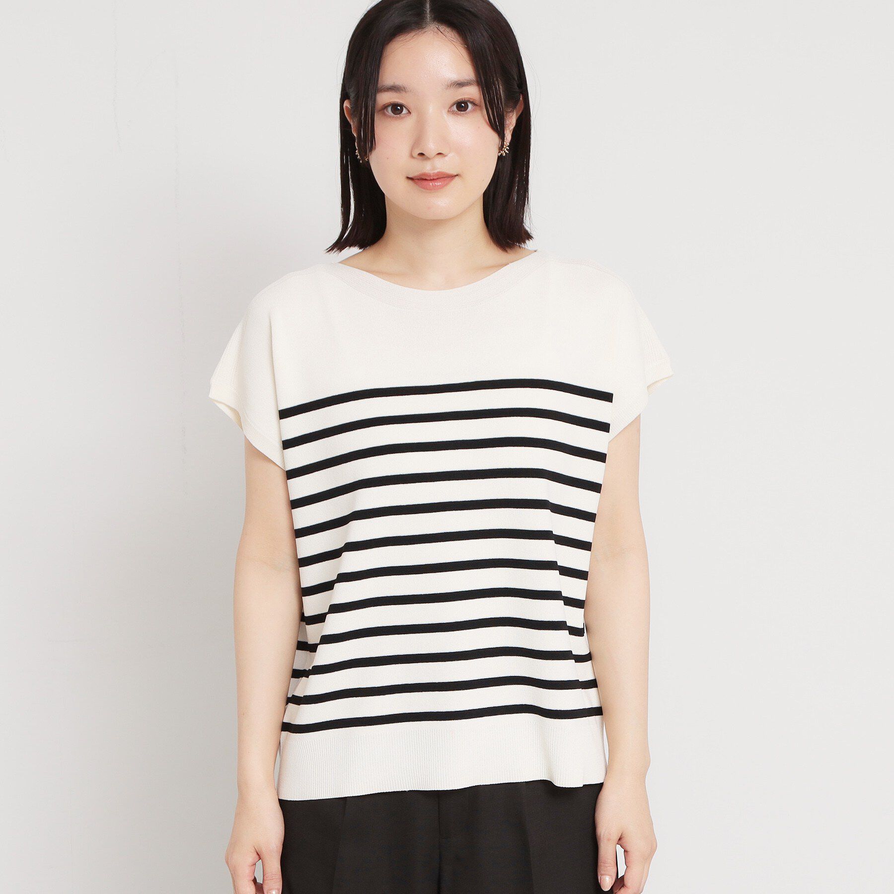 THE SHOP TK「【S-XL/ひんやりタッチ】多機能フレンチスリーブニット 洗濯機OK/UVケア/毛玉になりにくい」|ニット・セーター|