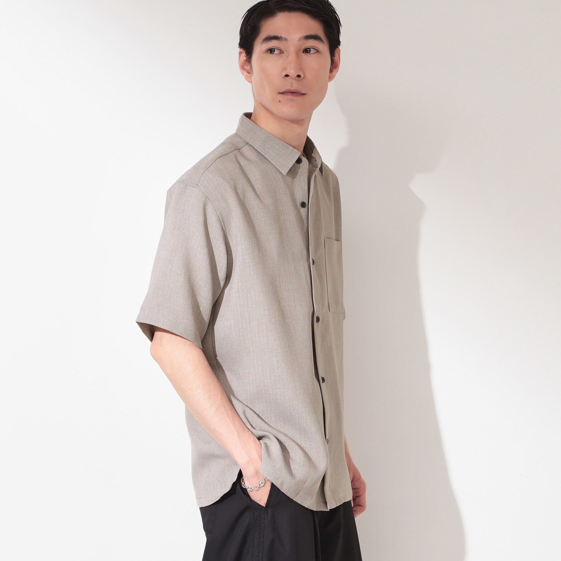 THE SHOP TK「【LINO FINE】 リネンライク半袖シャツ UVカット／イージーケア／吸水速乾／洗濯機OK／セッ」|シャツ・ブラウス|
