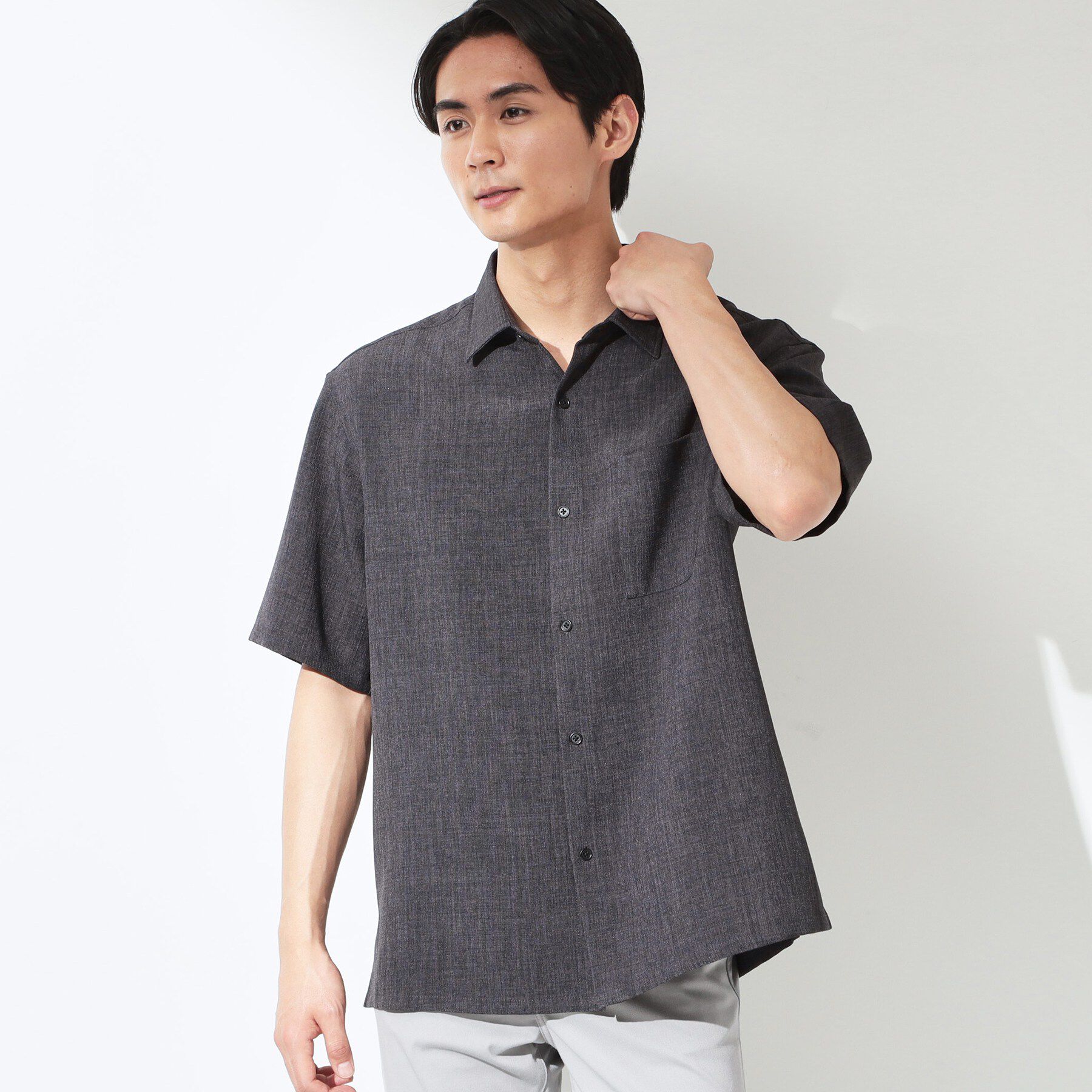 THE SHOP TK「【LINO FINE】 リネンライク半袖シャツ UVカット／イージーケア／吸水速乾／洗濯機OK／セッ」|シャツ・ブラウス|