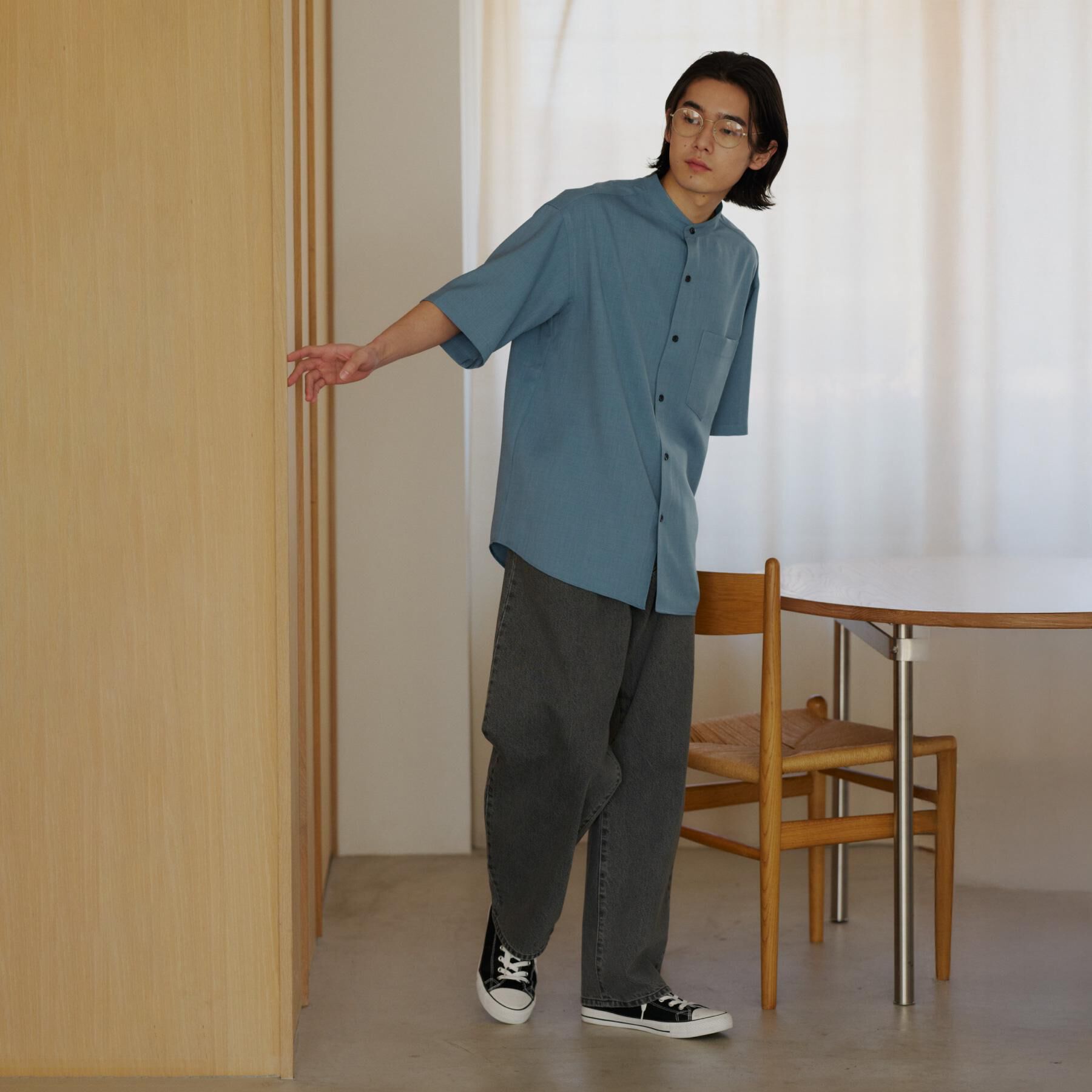 THE SHOP TK「LITE TEX バンドカラー半袖シャツ 接触冷感/吸水速乾/UVカット/アンチピリング/イージーケ」|シャツ・ブラウス|