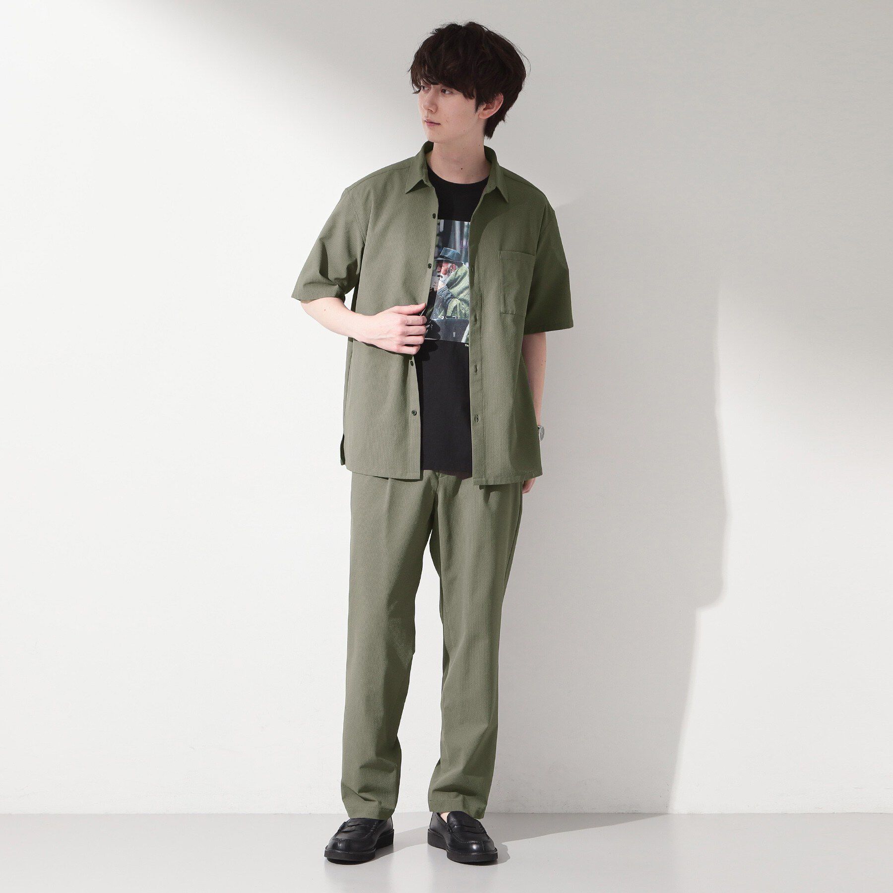 THE SHOP TK「マイクロ シアサッカー 半袖シャツ 洗濯機OK／セットアップ可」|シャツ・ブラウス|