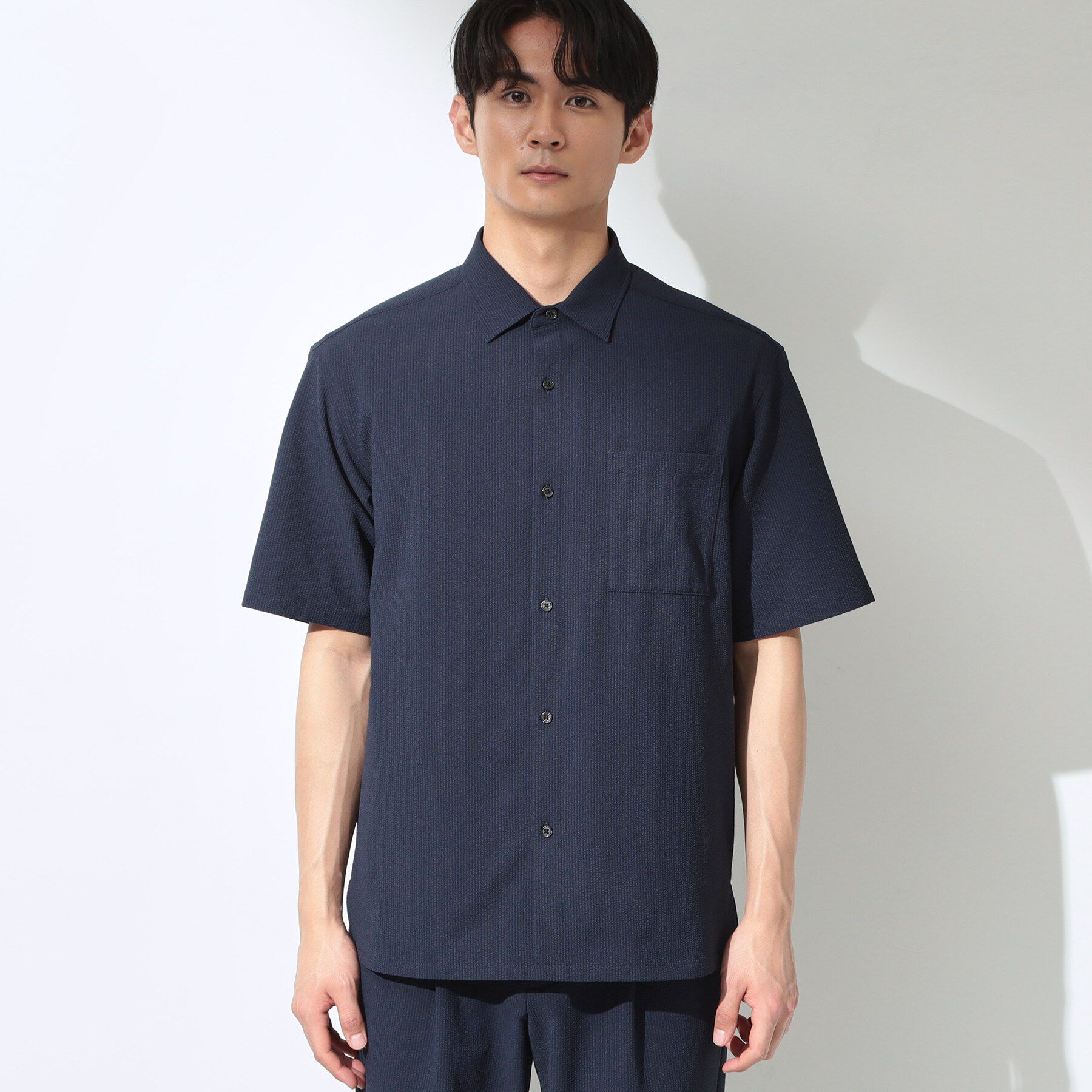 THE SHOP TK「マイクロ シアサッカー 半袖シャツ 洗濯機OK／セットアップ可」|シャツ・ブラウス|