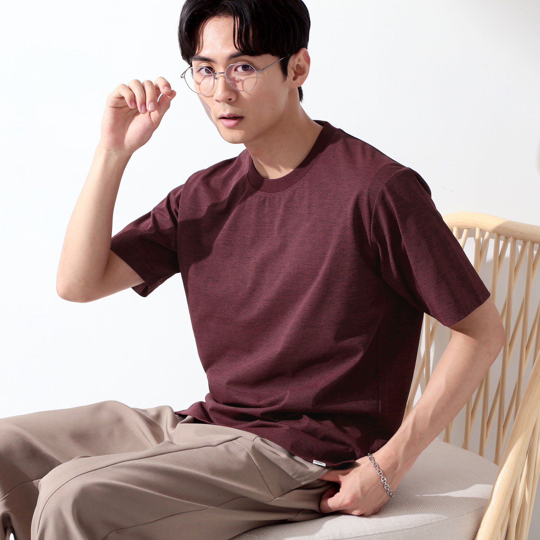 THE SHOP TK「【新色追加＆再入荷!!】【接触冷感/吸水速乾/UVカット/透け防止/遮熱】BO-NO TEE/ボーノ」|Tシャツ・カットソー|ボルドー(064)