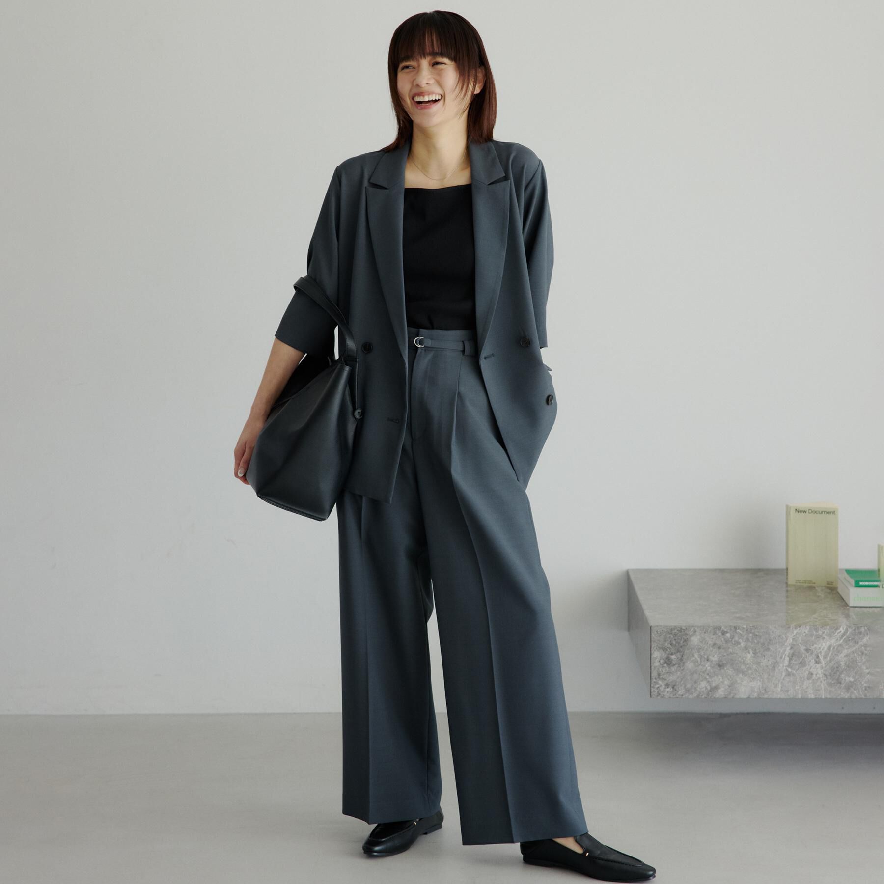 THE SHOP TK「【セットアップ可】麻調共ベルト付 ワイドパンツ」|その他|