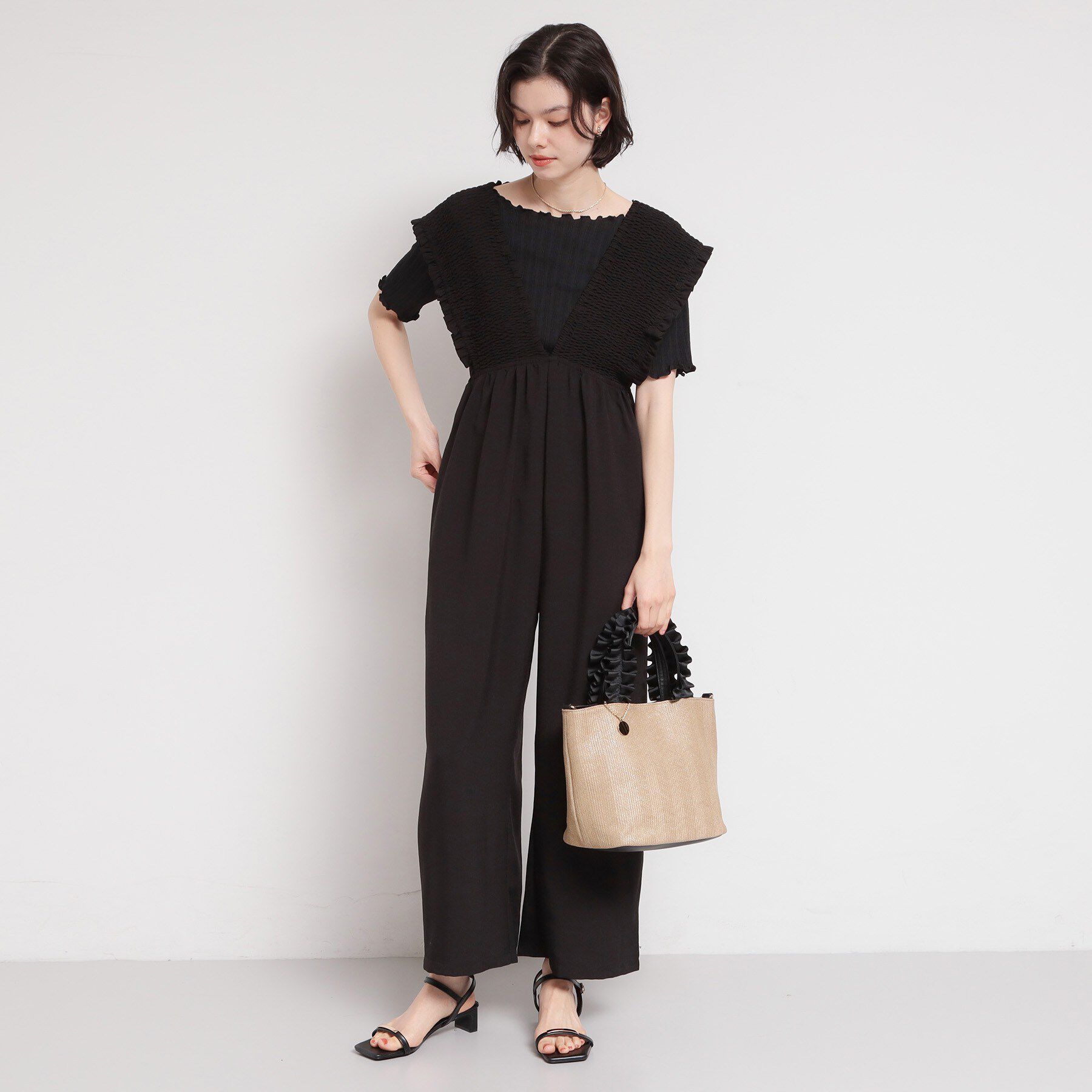 THE SHOP TK「雑材フリルハンドルトートバッグ」|トートバッグ|