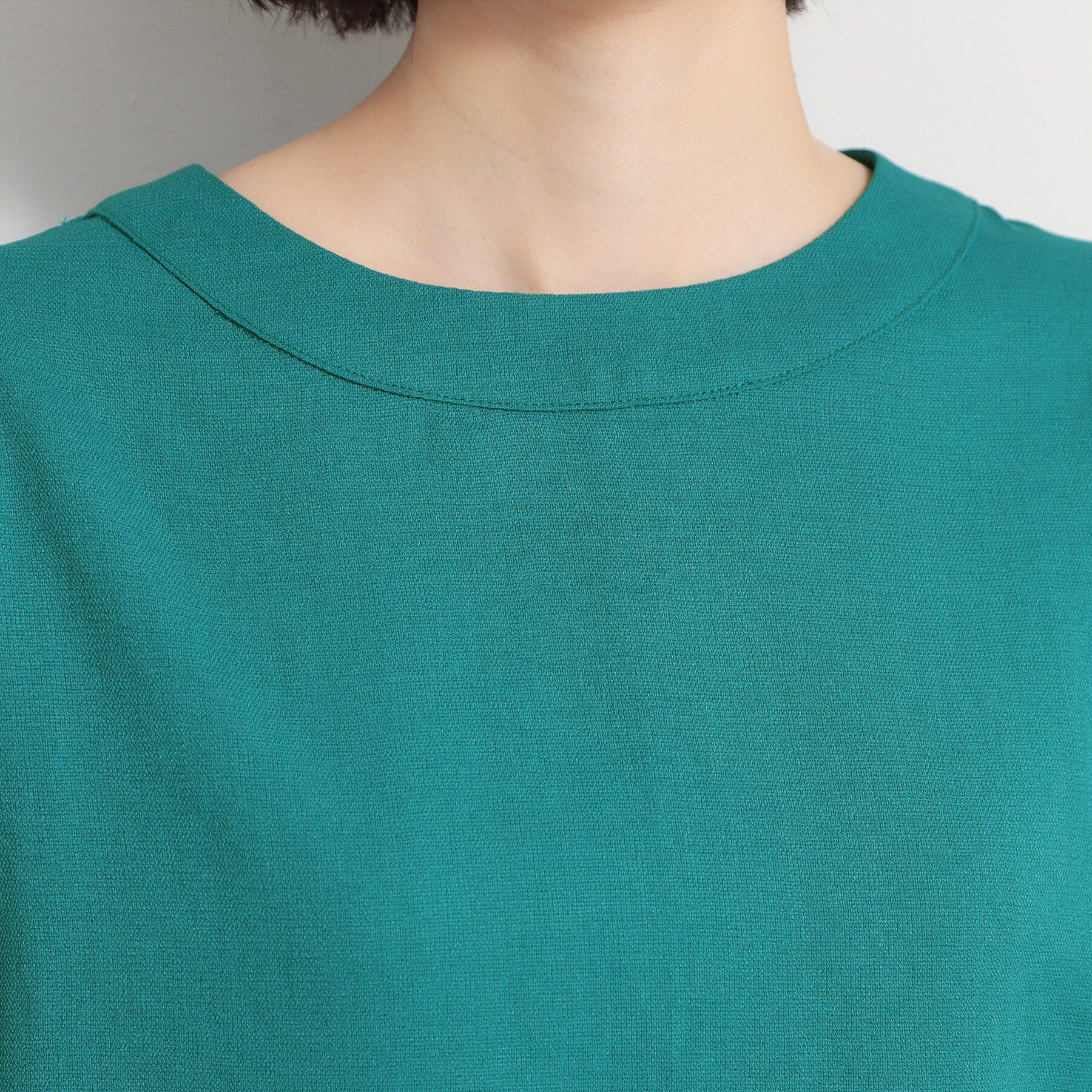 THE SHOP TK「【M-XL/二の腕カバー】さらり麻調メッシュ5分袖ブラウス」|シャツ・ブラウス|
