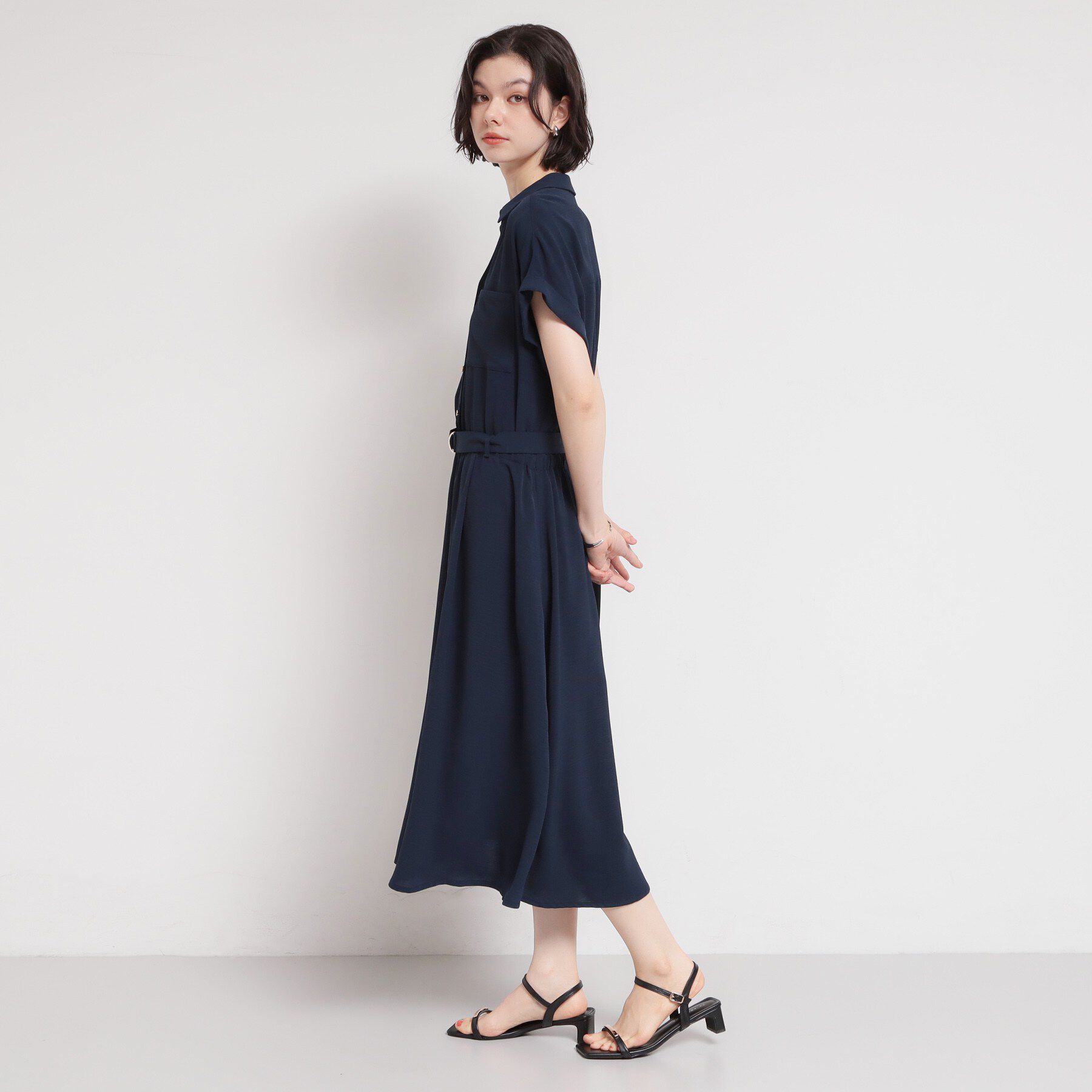 THE SHOP TK「【S-XL/ひんやり/防しわ】欲しいが詰まった 上品フィット＆フレアワンピース」|ワンピース|