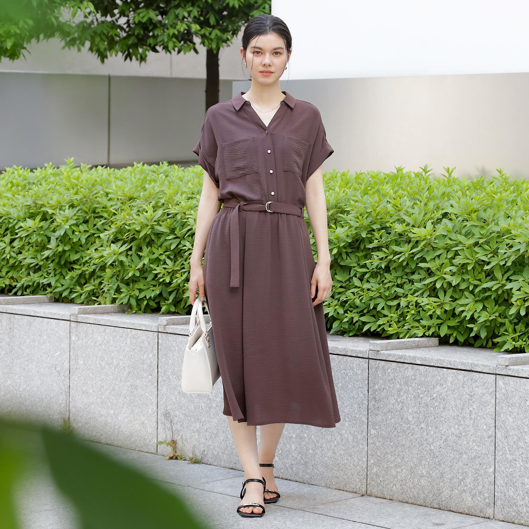 THE SHOP TK「【S-XL/ひんやり/防しわ】欲しいが詰まった 上品フィット＆フレアワンピース」|ワンピース|
