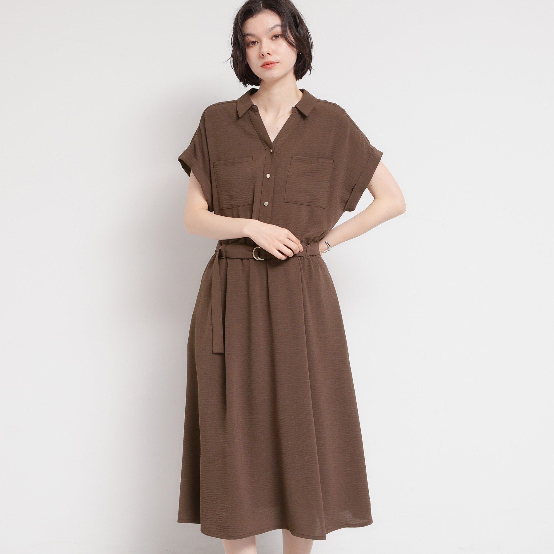 THE SHOP TK「【S-XL/ひんやり/防しわ】欲しいが詰まった 上品フィット＆フレアワンピース」|ワンピース|