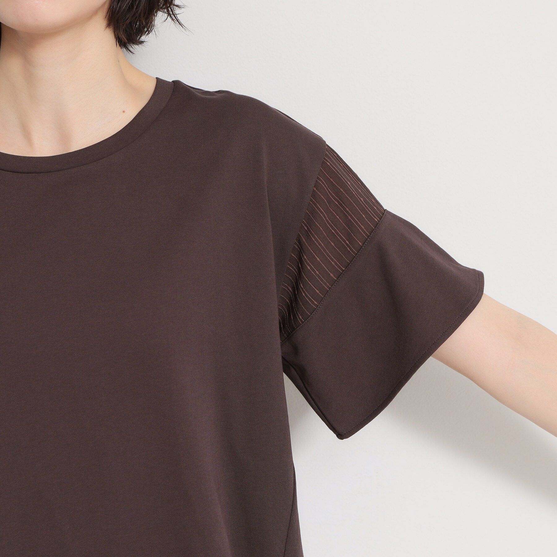THE SHOP TK「【ひんやりさらさら】軽やかに揺れる シアーフレアスリーブTシャツ」|Tシャツ・カットソー|