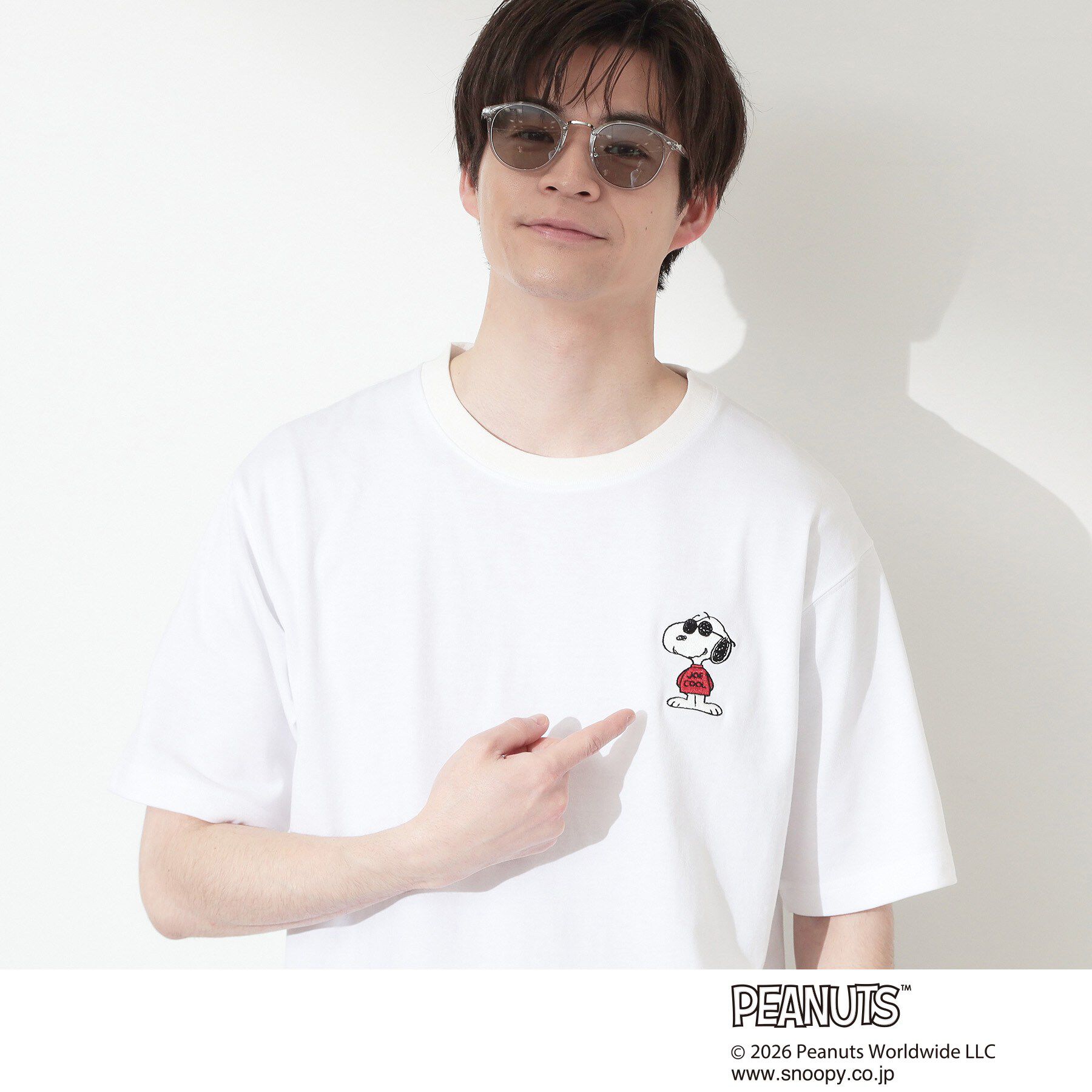 THE SHOP TK「PEANUTS ／ ピーナッツ スヌーピー ワンポイント刺繍 半袖Tシャツ」|Tシャツ・カットソー|
