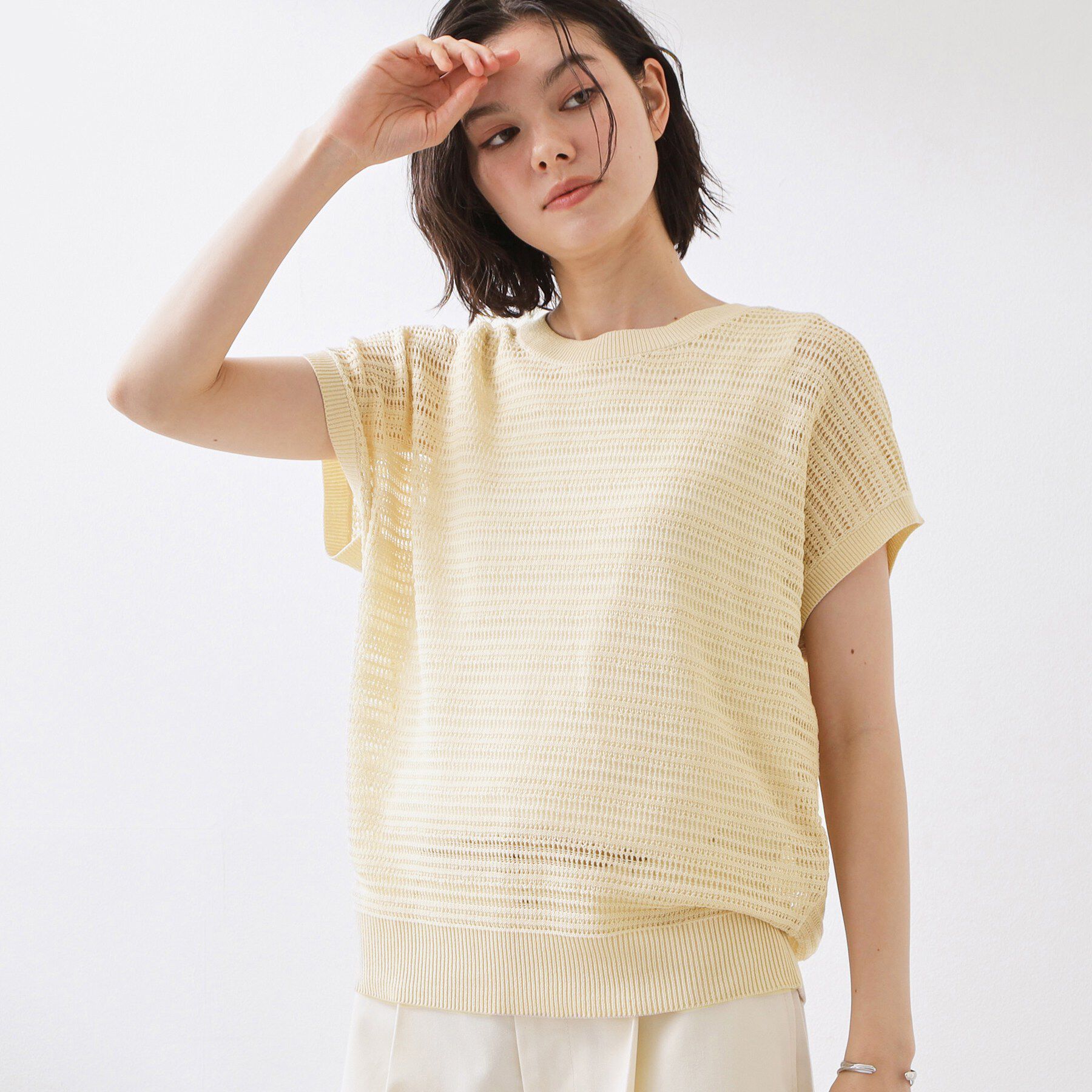 THE SHOP TK「【2点セット】メッシュニット+タンクトップ」|その他|ライトベージュ(05