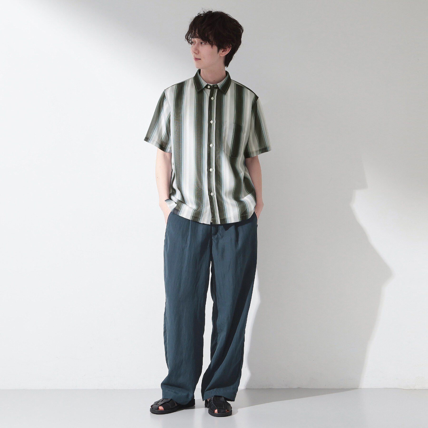 THE SHOP TK「ナイロン混 ワイドイージーパンツ 接触冷感/ベルト要らず」|その他|