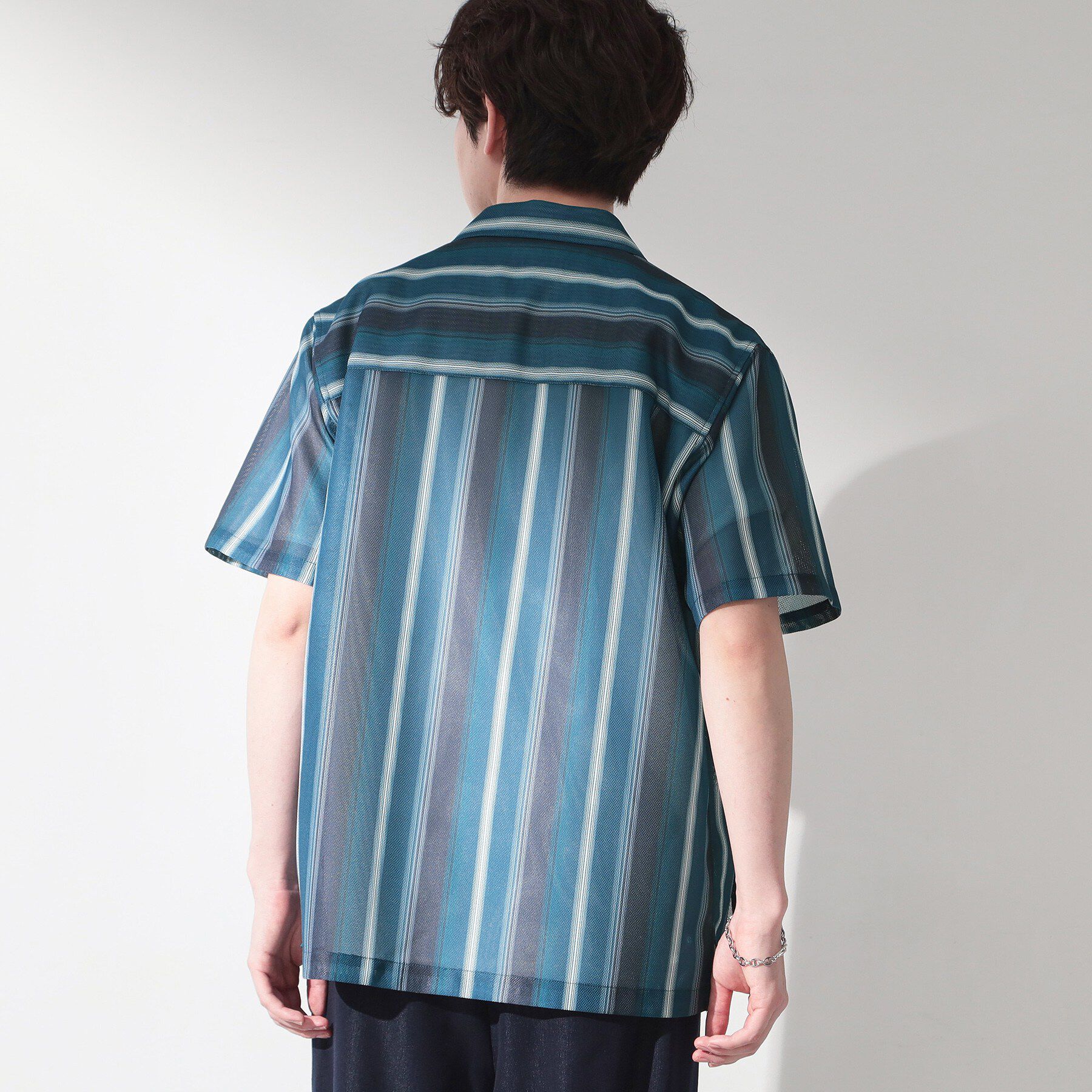 THE SHOP TK「メッシュ ストライプ半袖シャツ 洗濯機OK／通気性◎」|シャツ・ブラウス|
