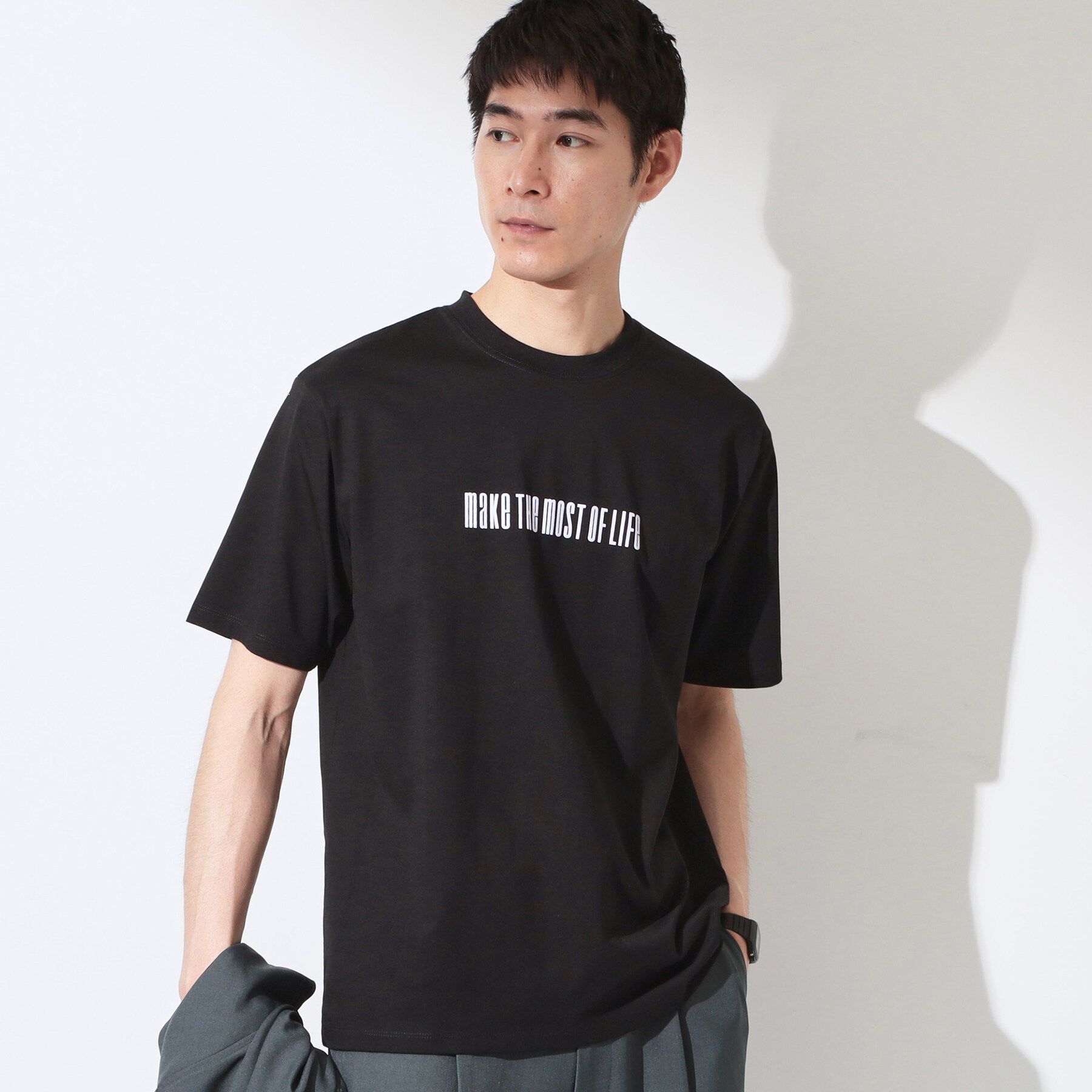 THE SHOP TK「COOLロゴ半袖Tシャツ 接触冷感／洗濯機OK」|Tシャツ・カットソー|ブラック(019)