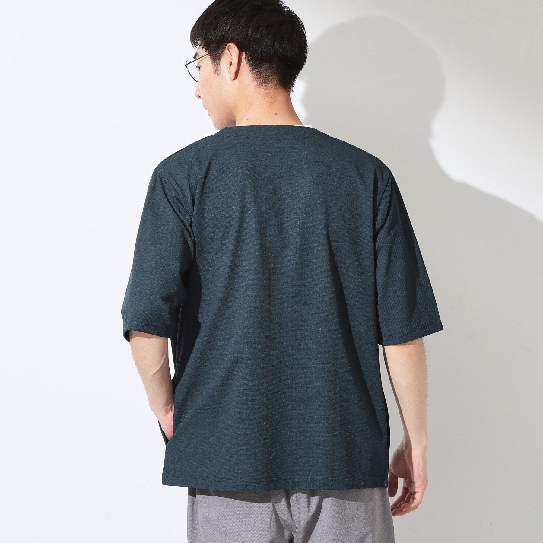 THE SHOP TK「メッシュ五分袖カーディガン＋半袖Tシャツ セットアイテム 洗濯機OK」|カーディガン|