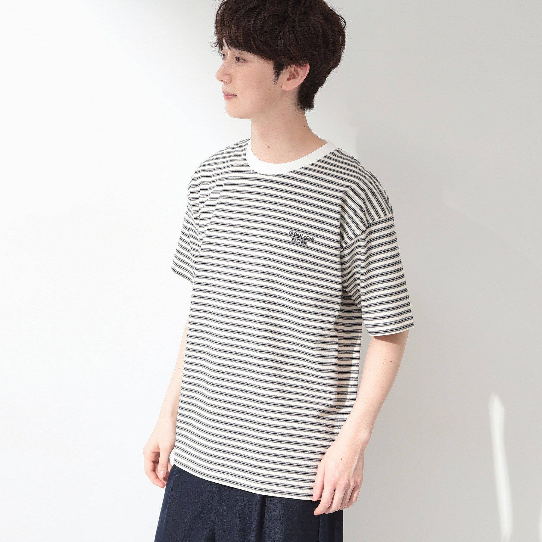 THE SHOP TK「COOLボーダー 半袖Tシャツ 接触冷感／洗濯機OK」|Tシャツ・カットソー|