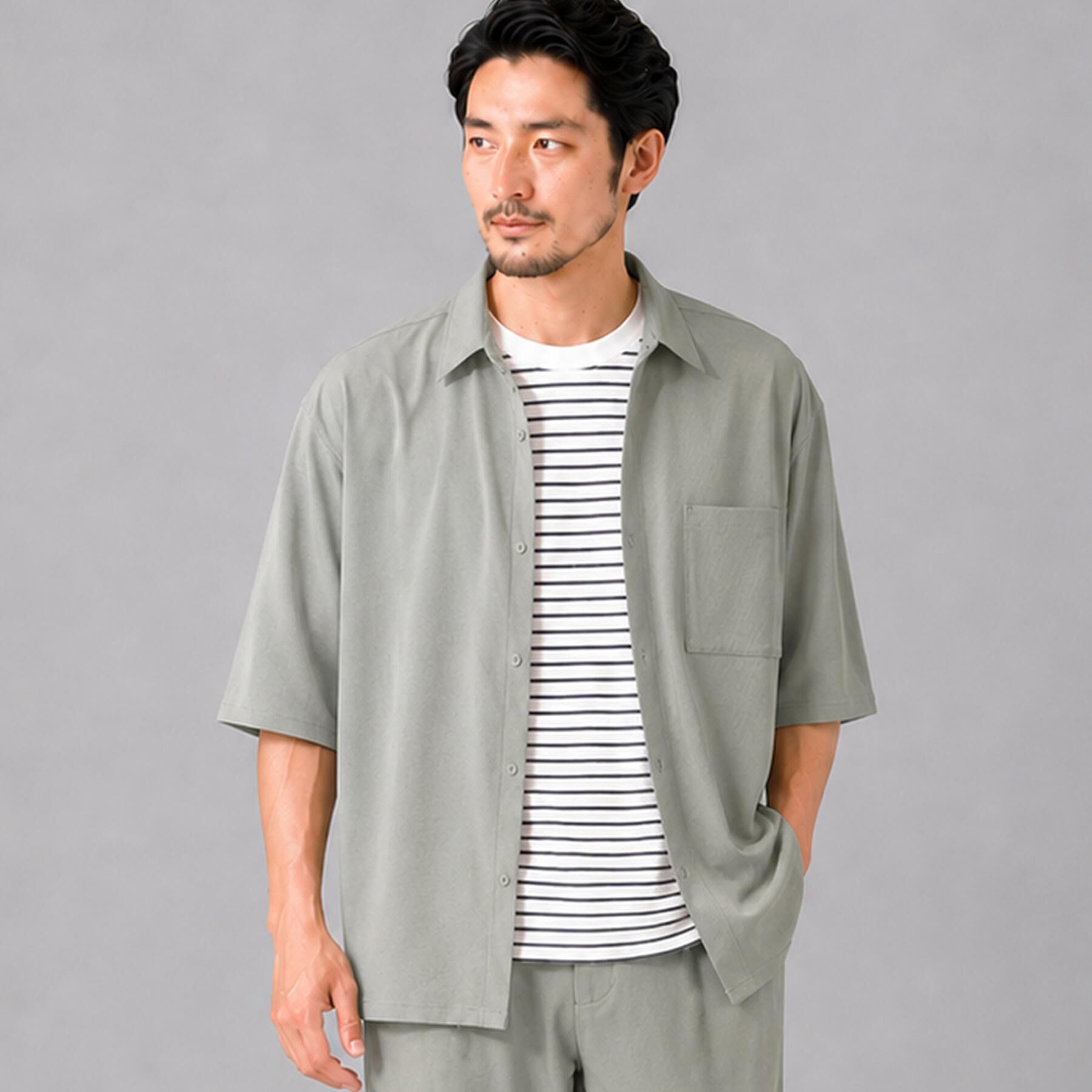 THE SHOP TK「クールウェザー 半袖シャツ 接触冷感／洗濯機OK／セットアップ可」|シャツ・ブラウス|ライトベージュ(05