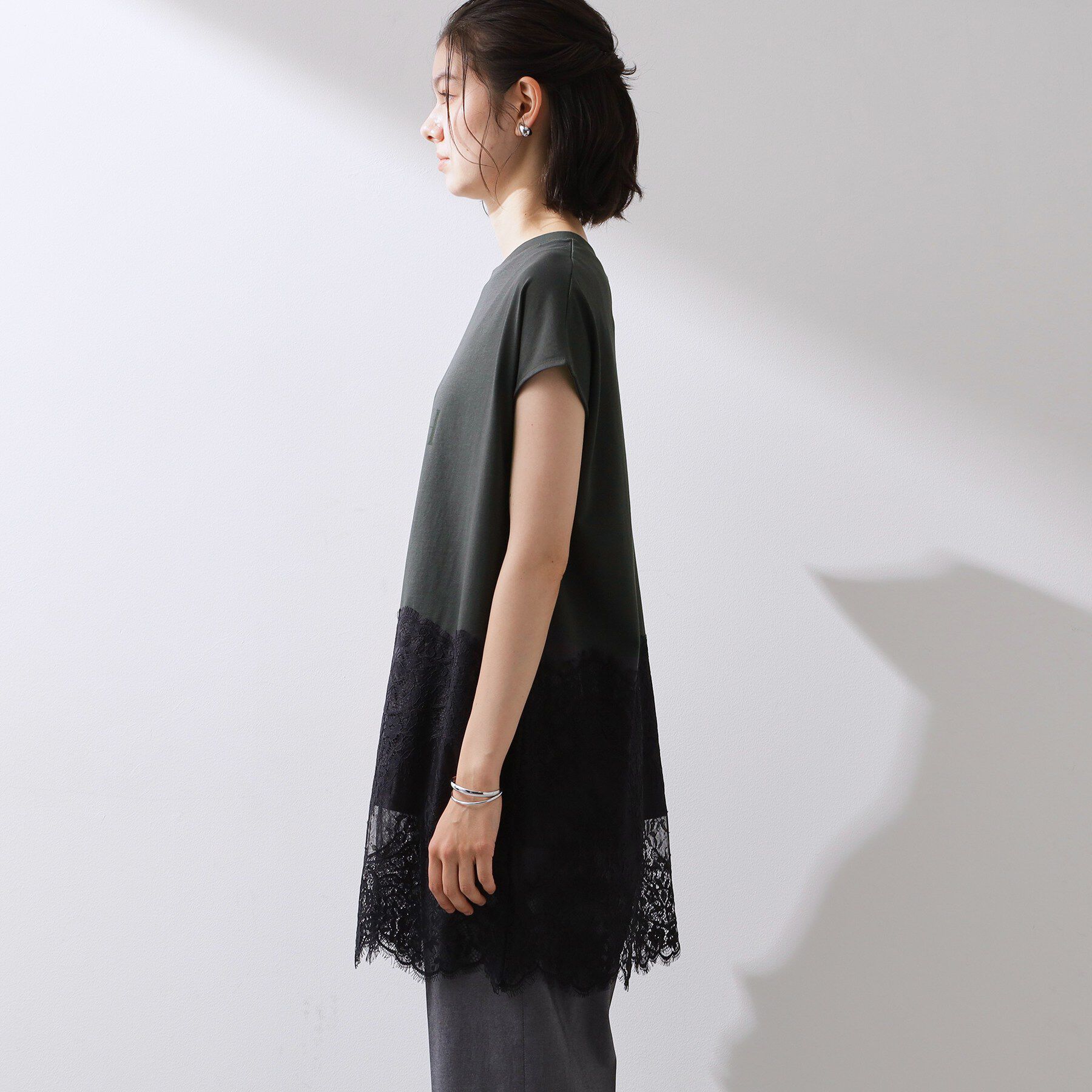THE SHOP TK「レース切替 ロングTシャツ」|Tシャツ・カットソー|