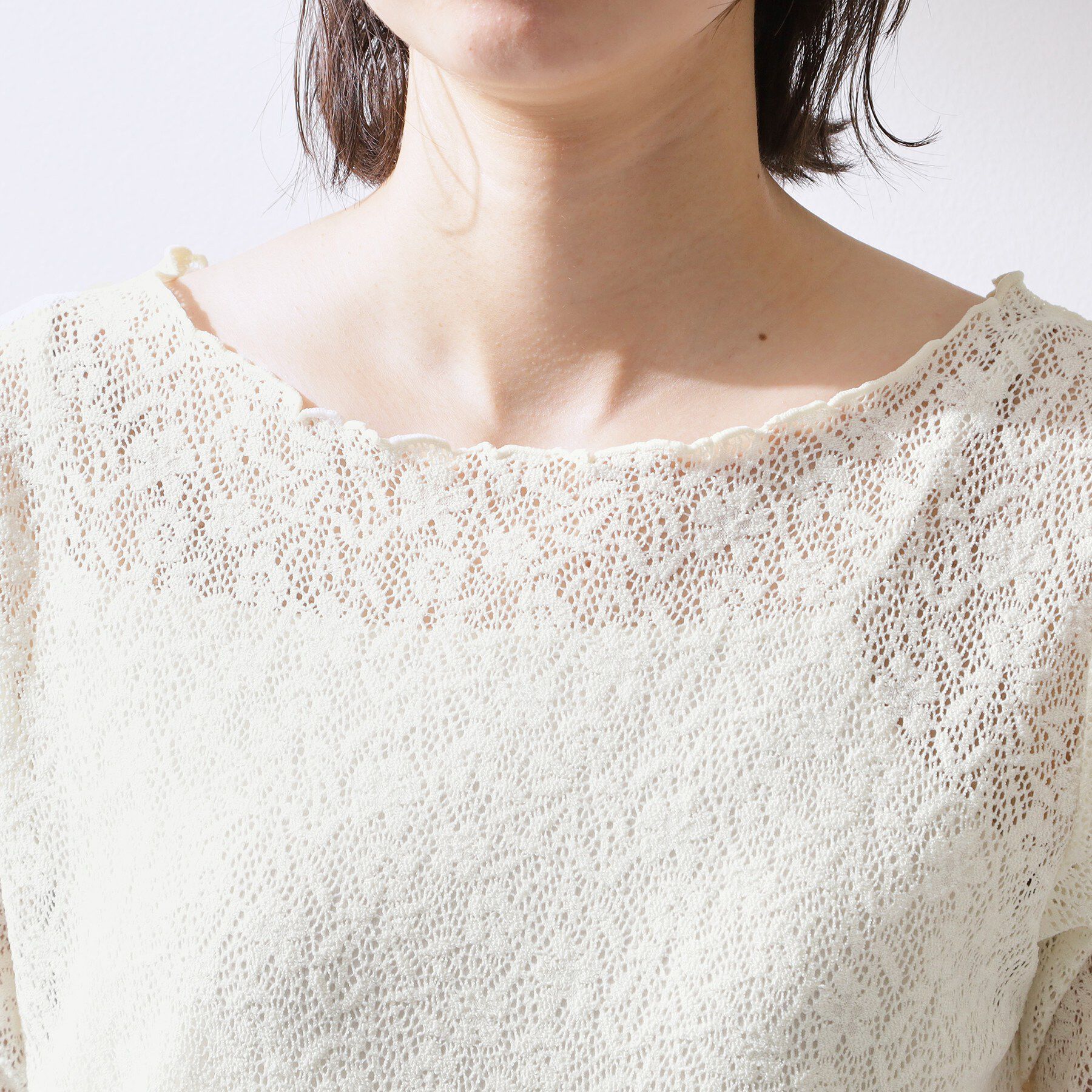 THE SHOP TK「繊細で上品な レース5分袖トップス」|Tシャツ・カットソー|